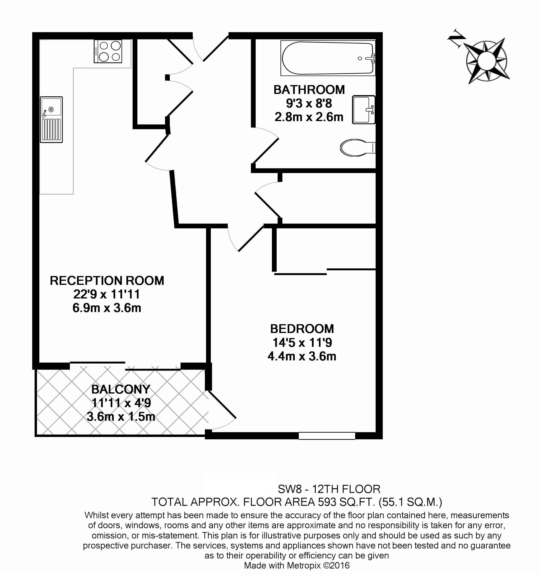 1 bedroom apartments/flats to sale in Hebden Place, Nine Elms-Floorplan