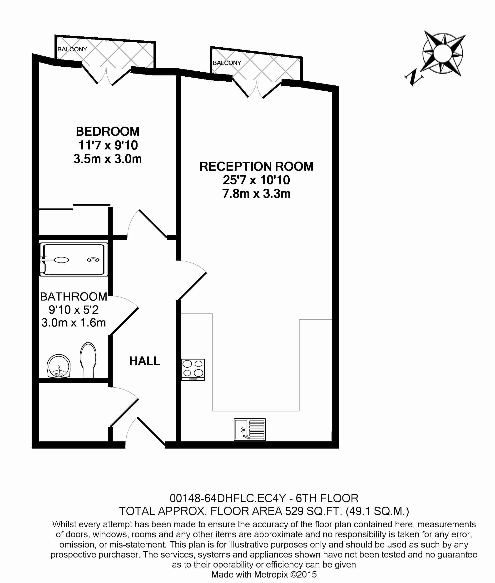 1 bedroom apartments/flats to sale in Fetter Lane, Holborn-Floorplan