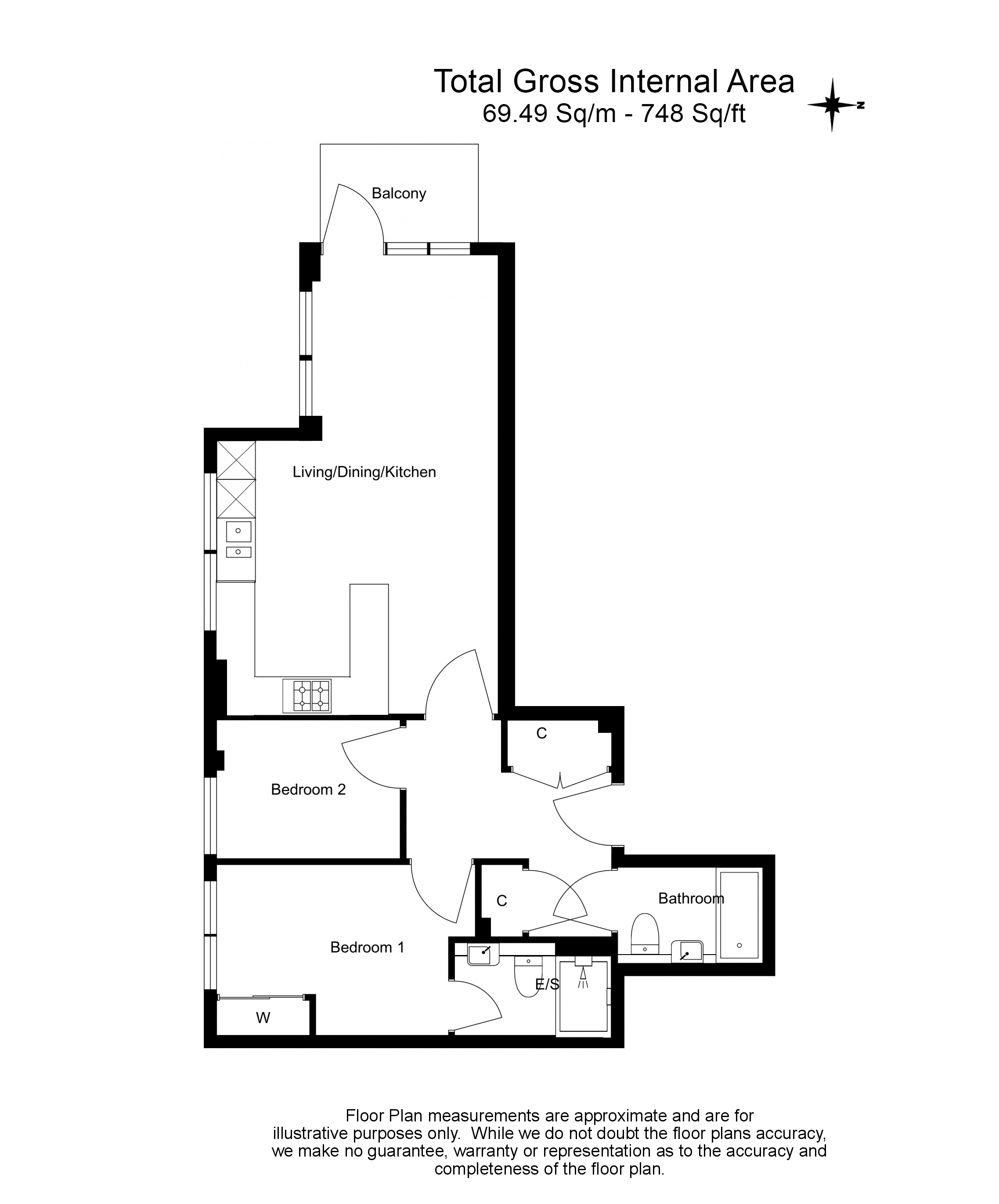 2 bedrooms apartments/flats to sale in Longfield Avenue, Dickens Yard, Ealing-Floorplan