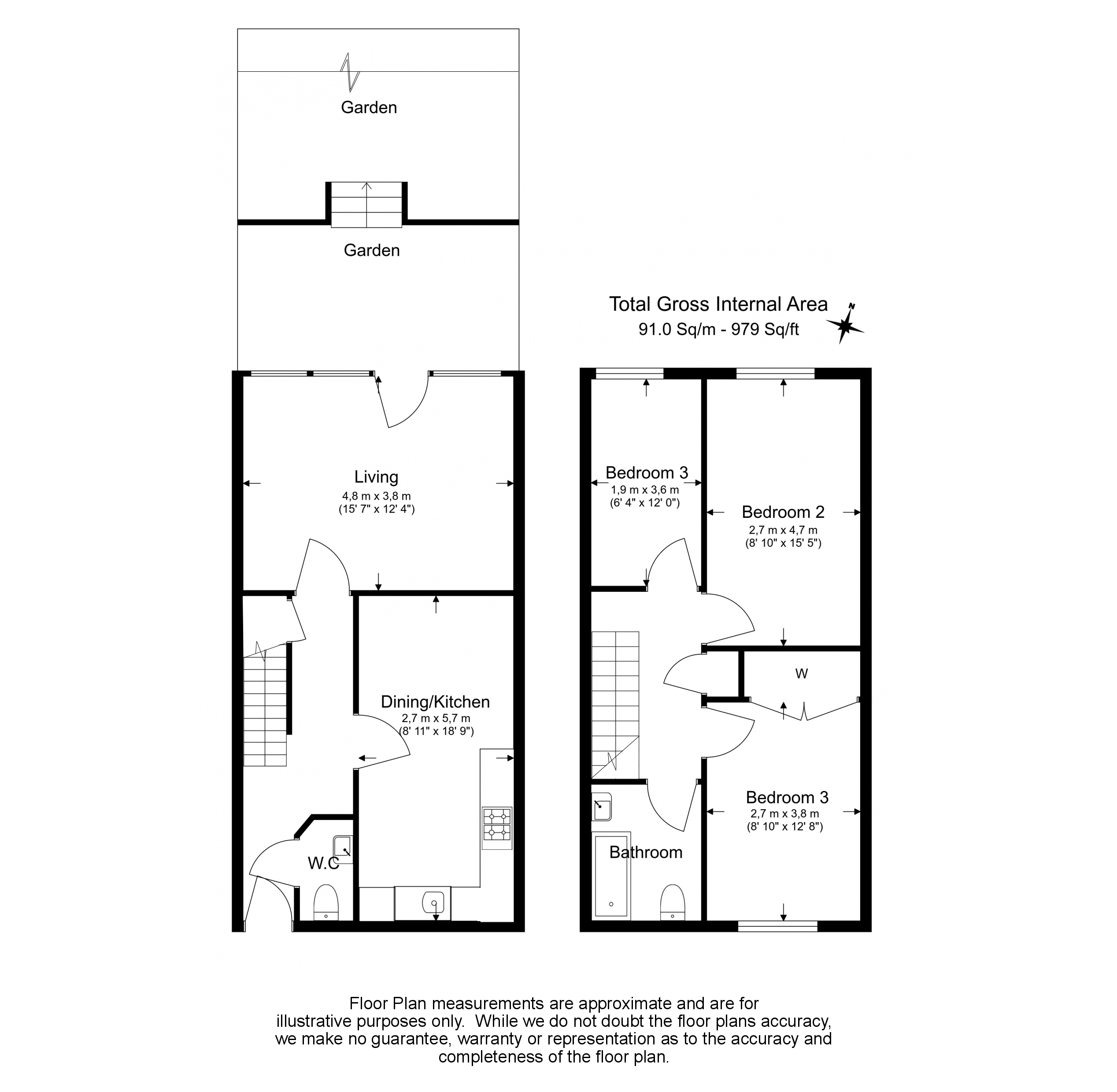 3 bedrooms houses to sale in Willow Lane, Woolwich-Floorplan