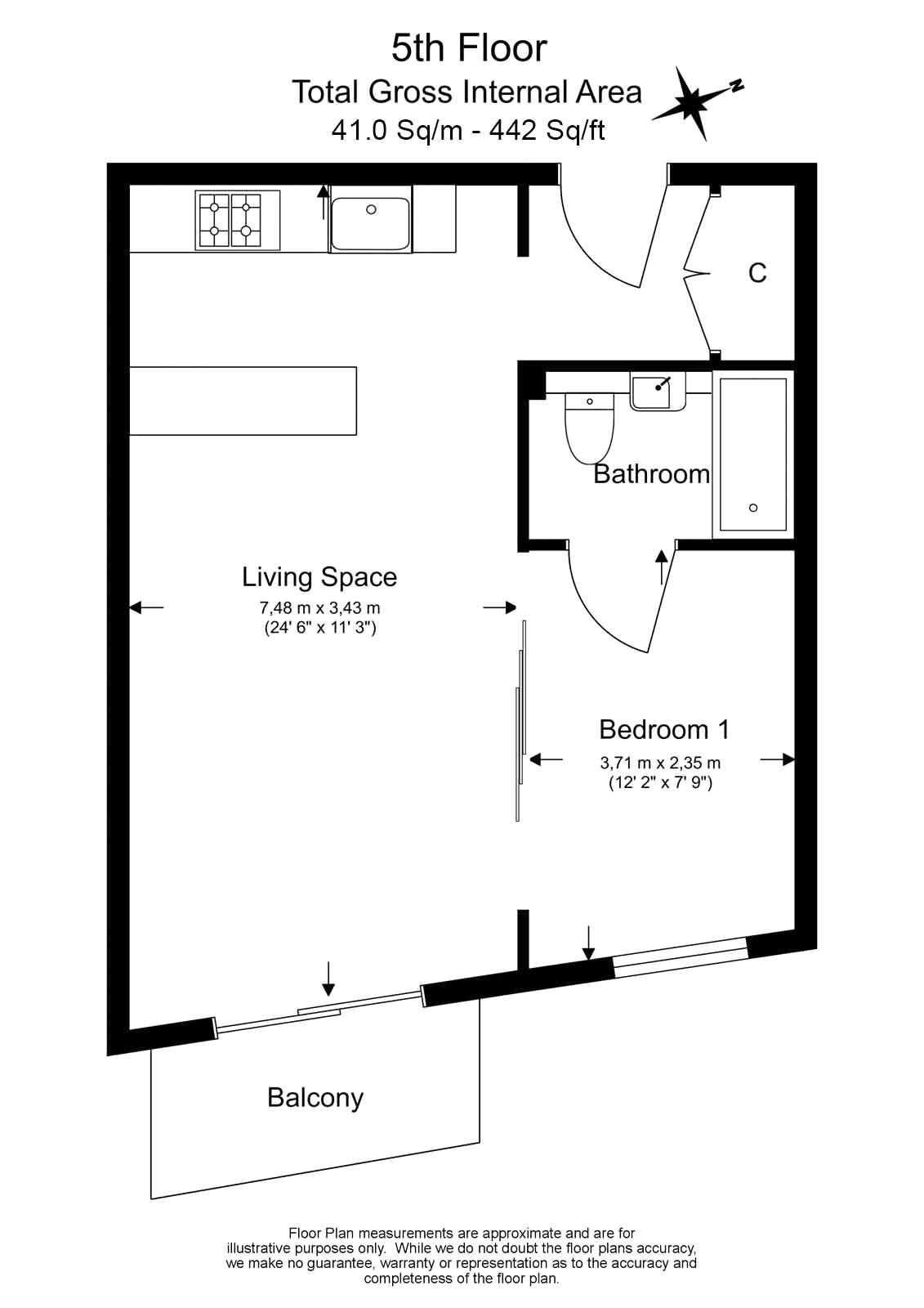 Studio apartments/flats to sale in Ascent House, 35 Boulevard Drive, Colindale-Floorplan