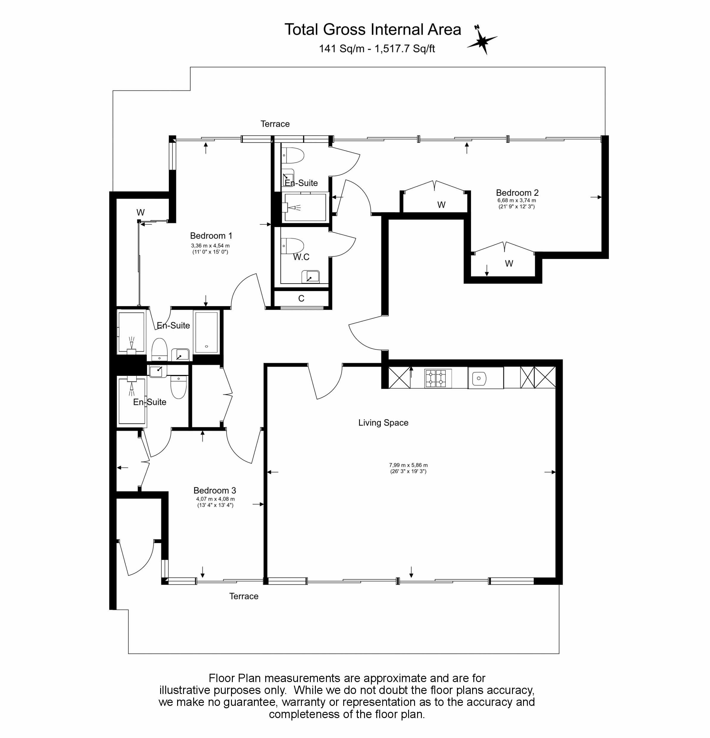 3 bedrooms apartments/flats to sale in Carleton House, 20 Boulevard Drive, Beaufort Park-Floorplan
