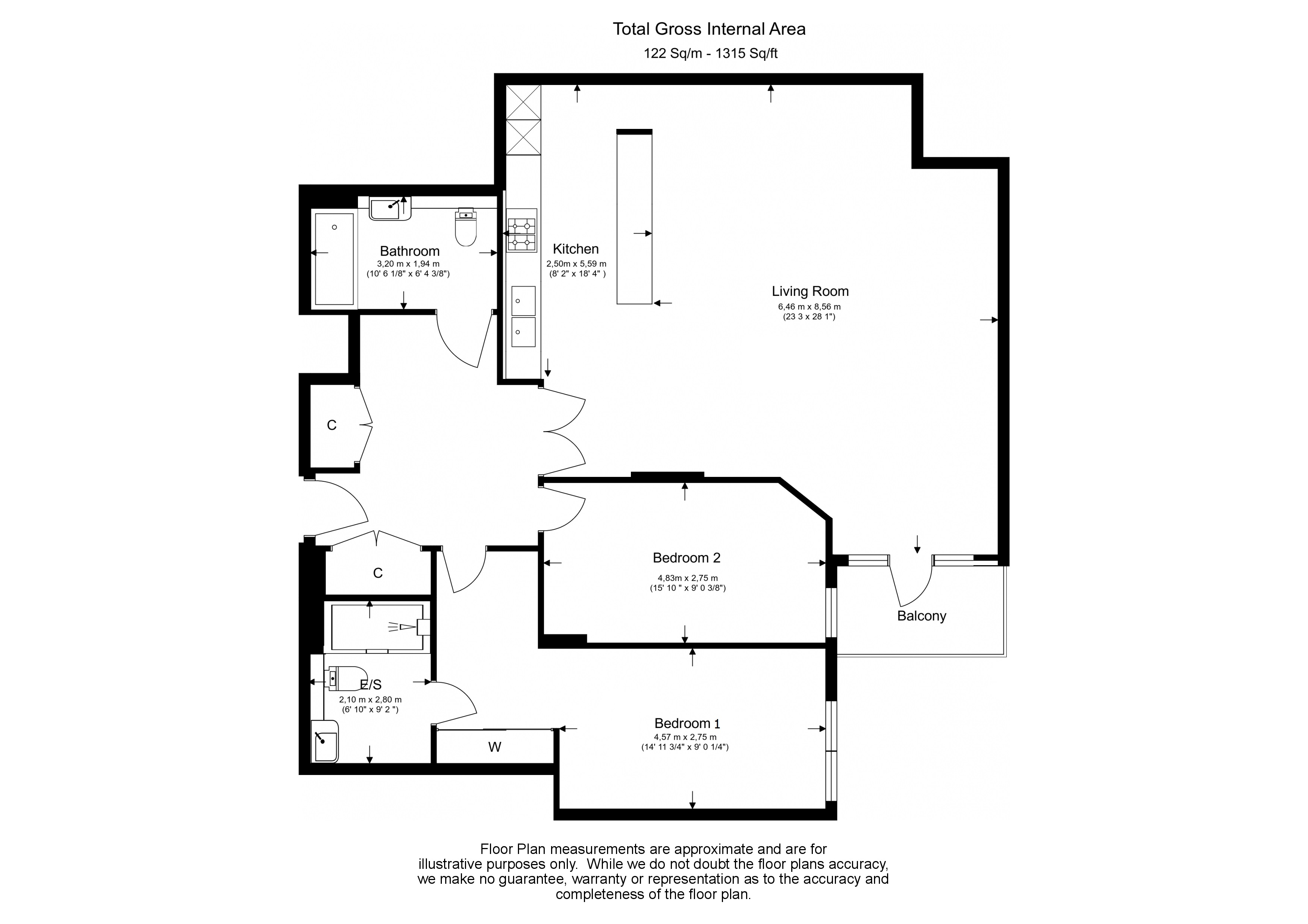 2 bedrooms apartments/flats to sale in Kew Bridge Road, Brentford, London-Floorplan