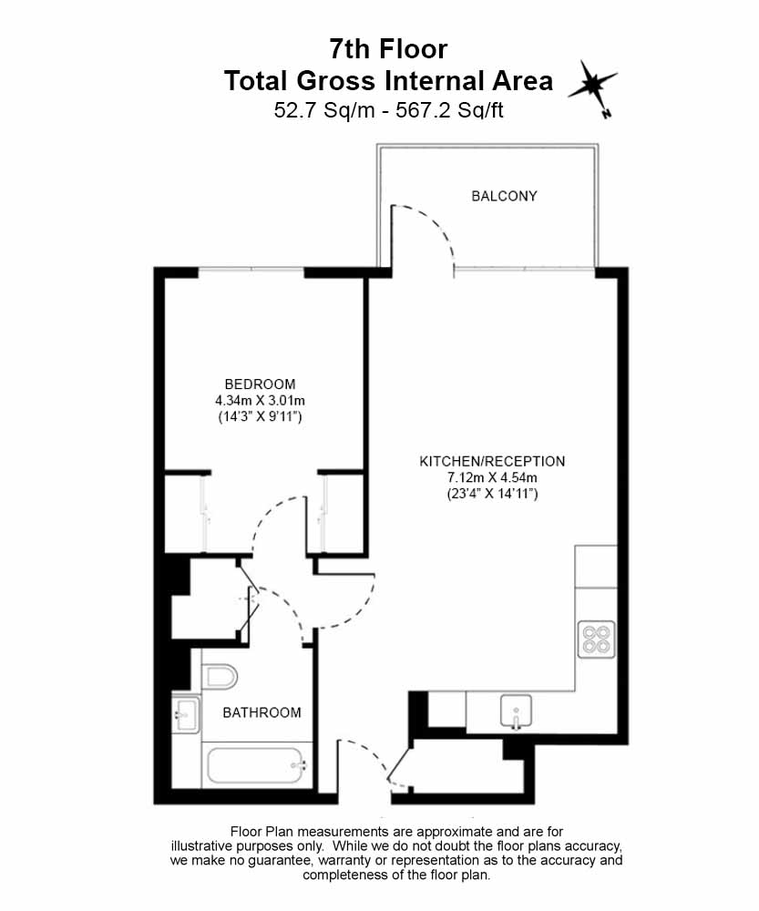1 bedroom apartments/flats to sale in Fountain Park Way, White City-Floorplan