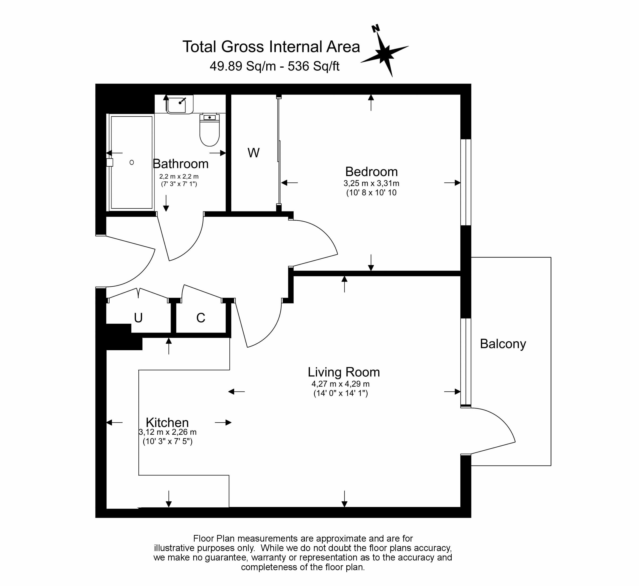 1 bedroom apartments/flats to sale in Arber House, 2 Greenleaf Walk, Southall-Floorplan