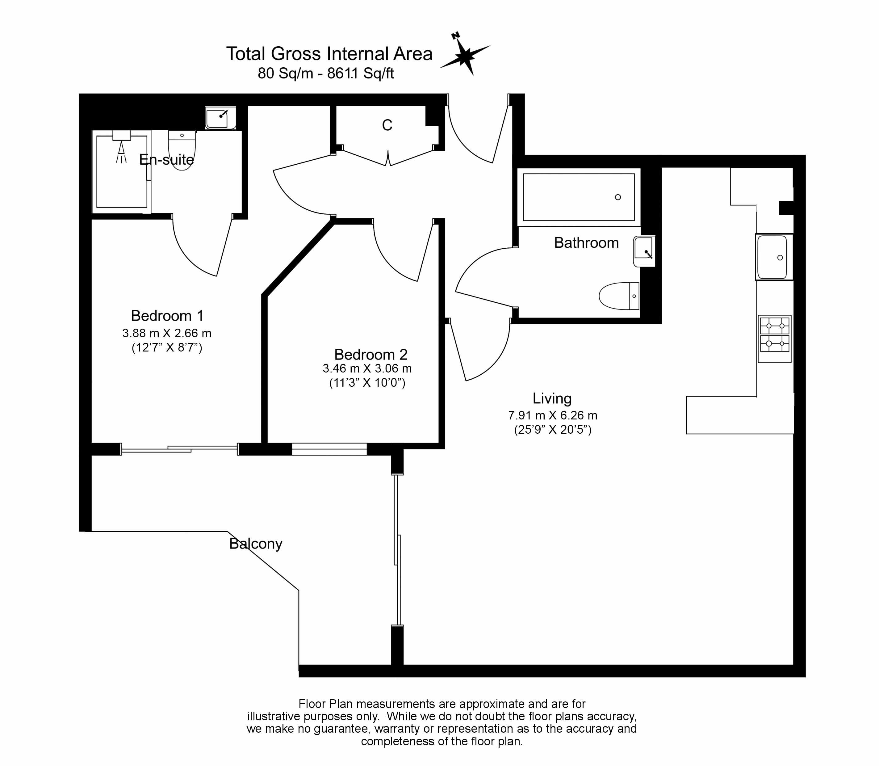 2 bedrooms apartments/flats to sale in Aerodrome Road, Colindale, London-Floorplan