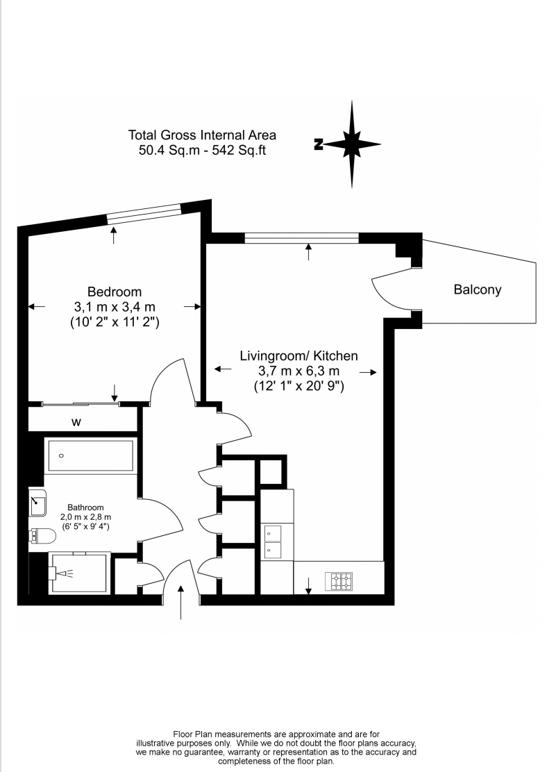 1 bedroom apartments/flats to sale in Cable Walk, Greenwich-Floorplan