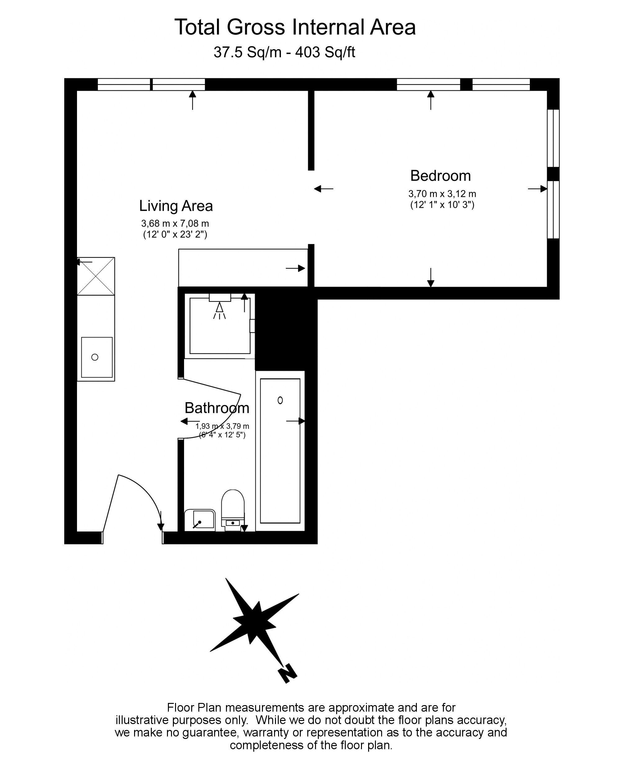 1 bedroom apartments/flats to sale in Addington Street, Waterloo-Floorplan