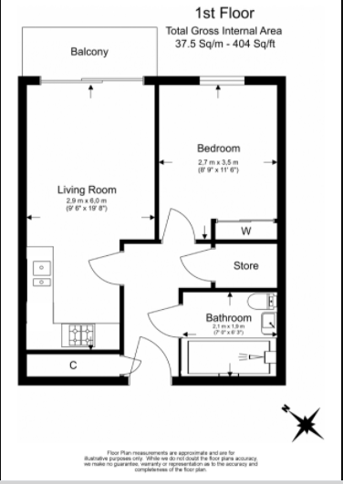 1 bedroom apartments/flats to sale in Goodchild Road, Woodberry Down, Manor House-Floorplan