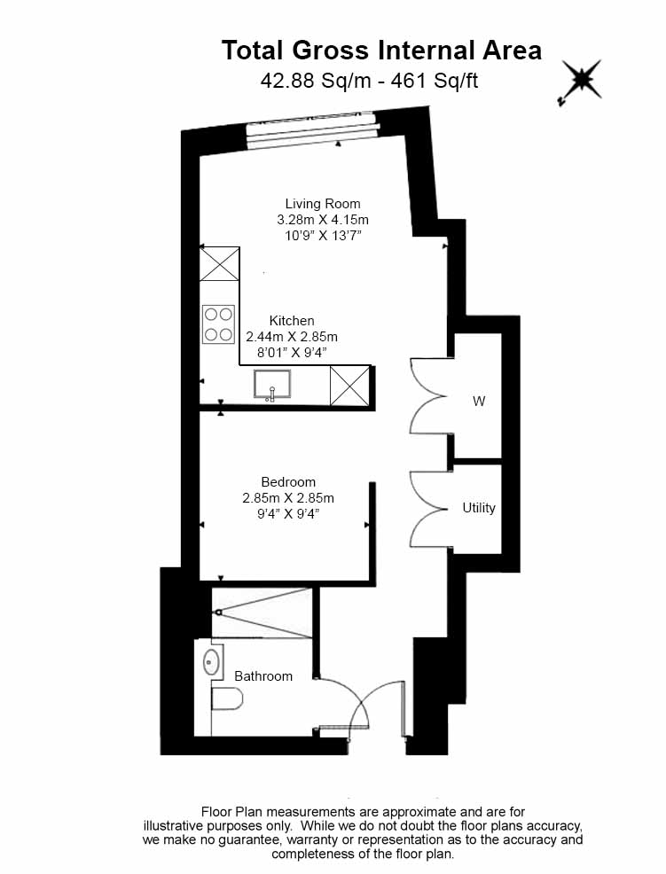 1 bedroom apartments/flats to sale in Newcastle Place, Paddington-Floorplan