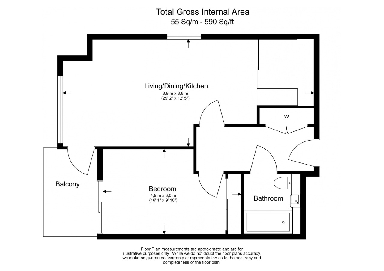 1 bedroom apartments/flats to sale in Royal Mint Street, Tower Hill-Floorplan