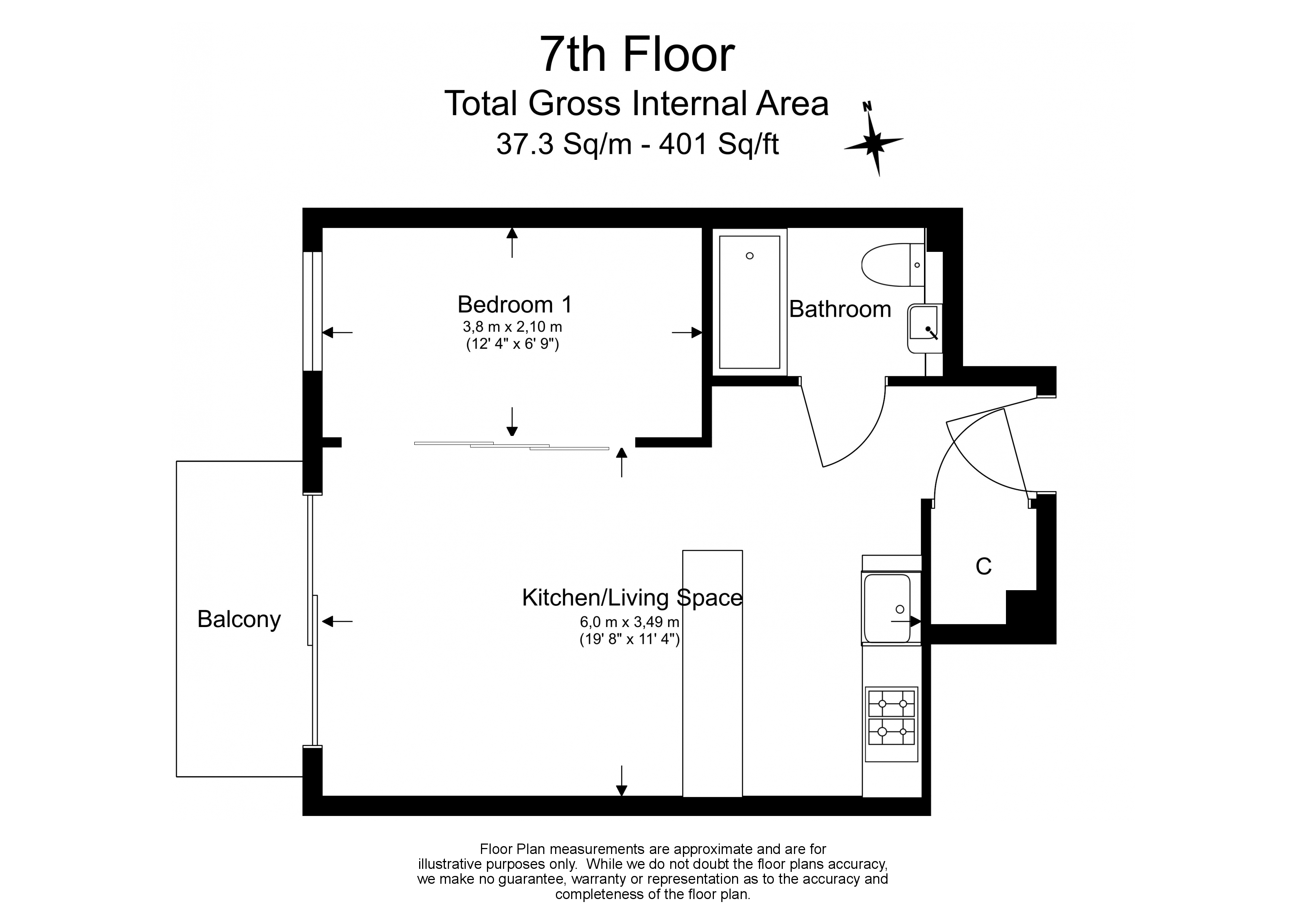 Studio apartments/flats to sale in Envoy House, 2 East Drive, Beaufort Park-Floorplan