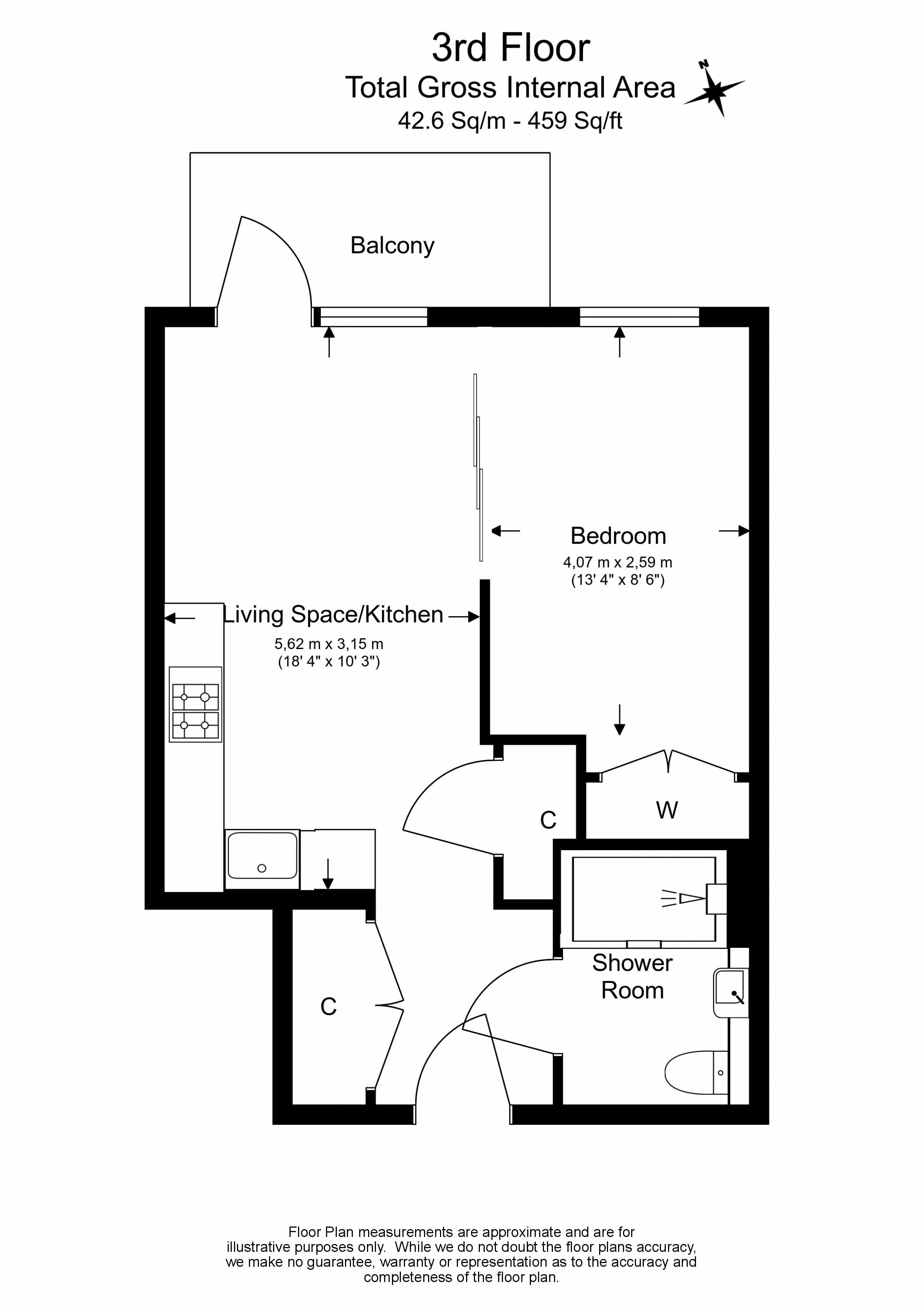1 bedroom apartments/flats to sale in Castleton House, 26 Aerodrome Road, London-Floorplan
