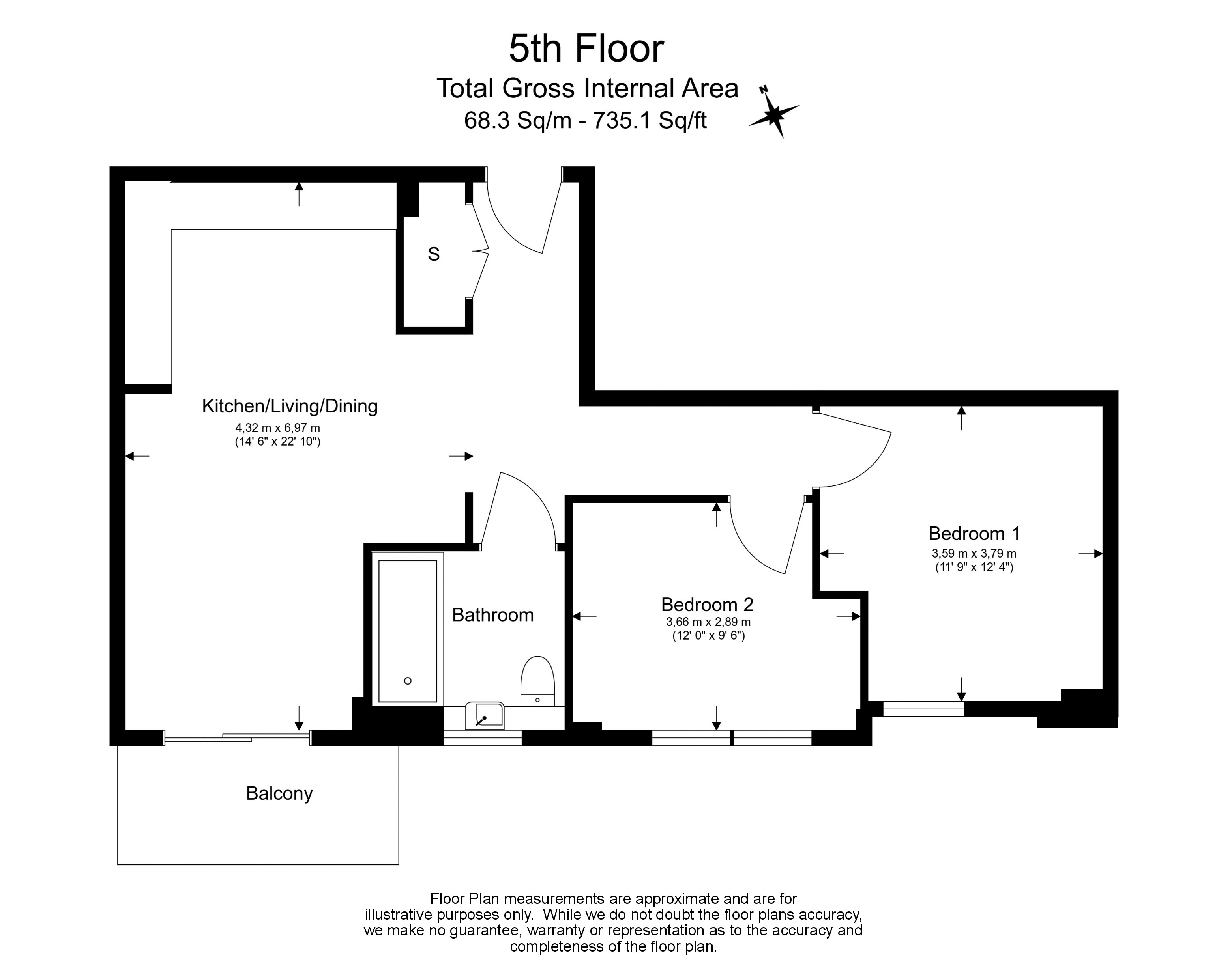 2 bedrooms apartments/flats to sale in Lismore Boulevard, Colindale-Floorplan