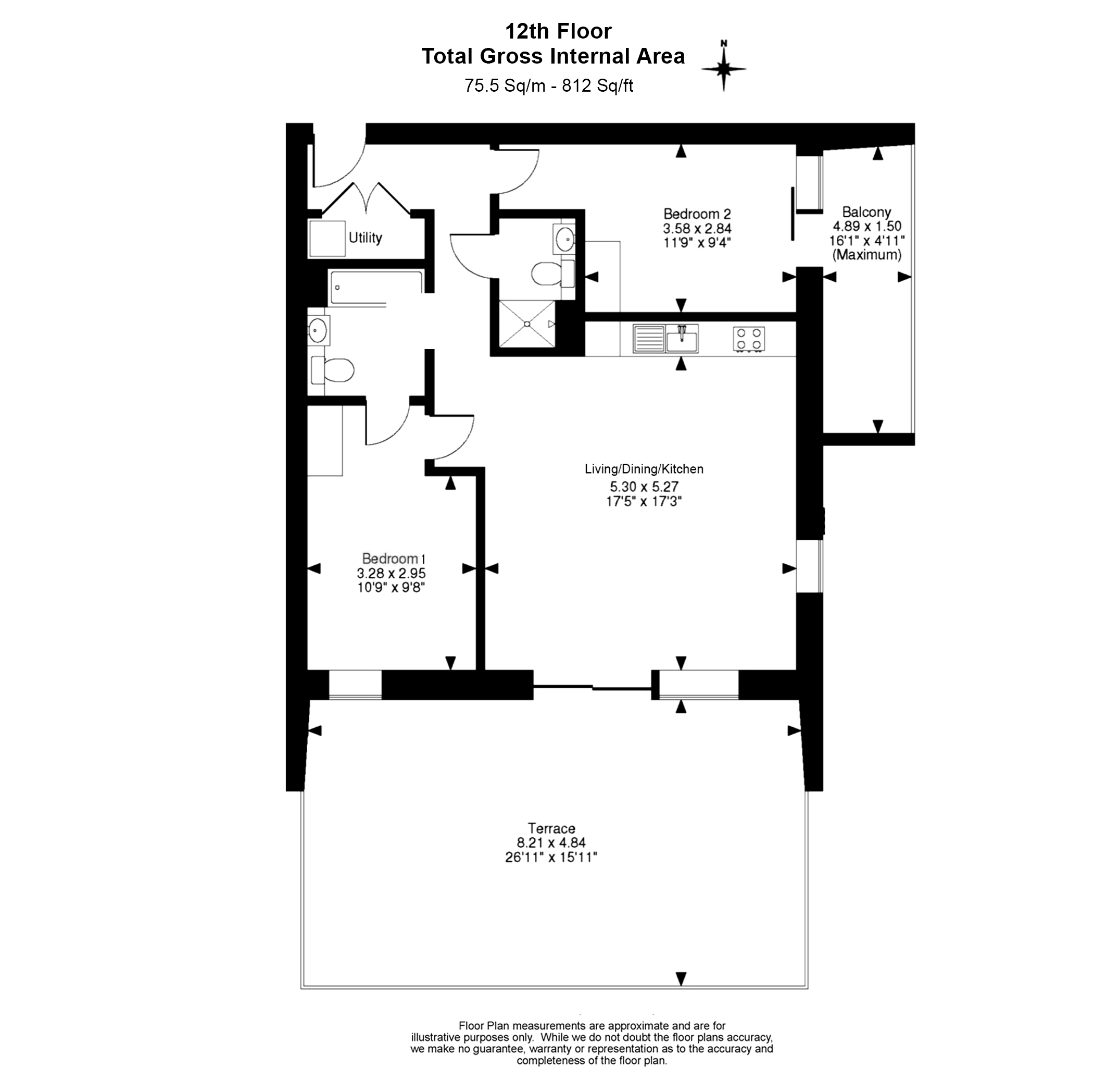 2 bedrooms apartments/flats to sale in Elvin Gardens, Wembley-Floorplan