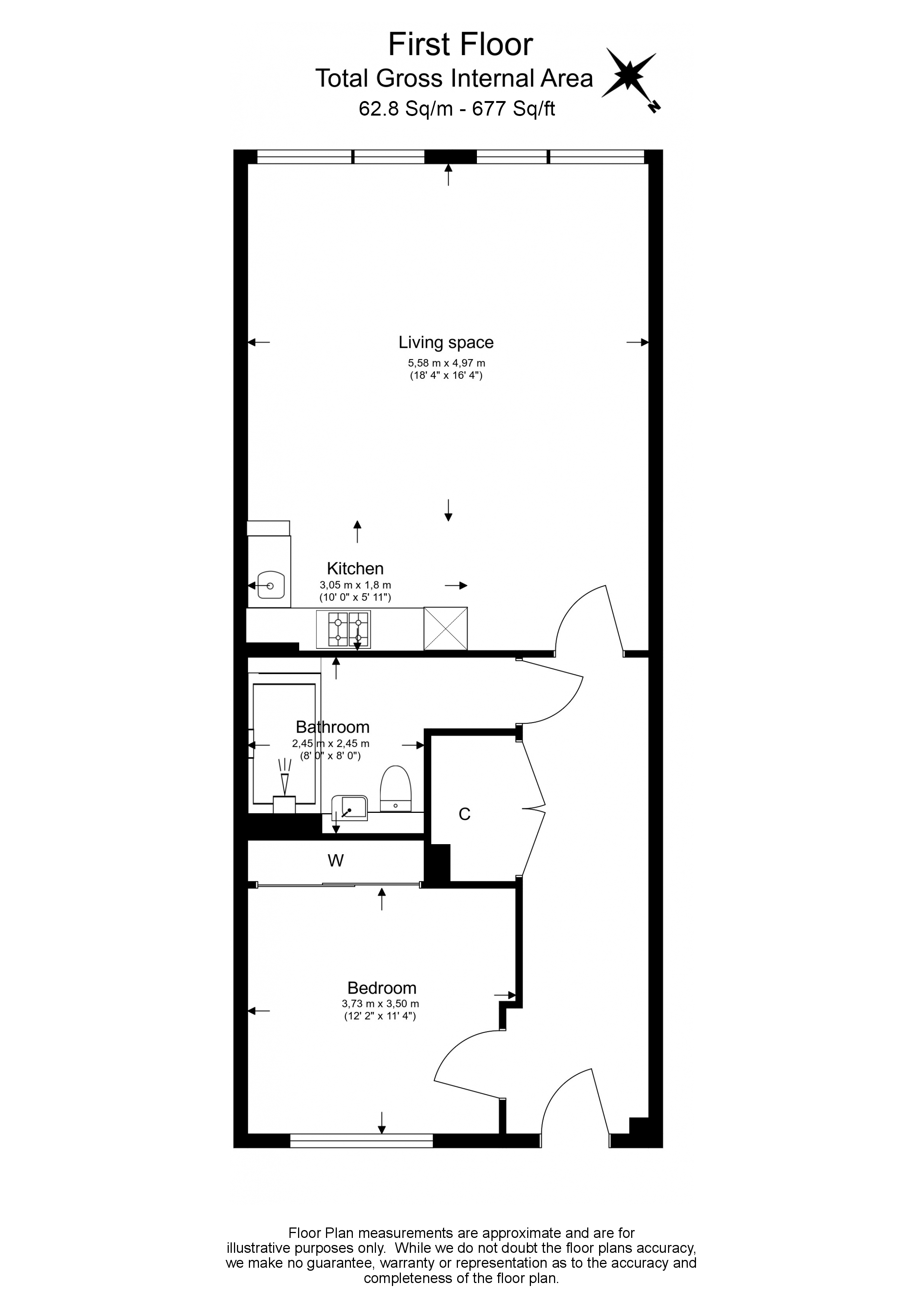 1 bedroom apartments/flats to sale in Carnation Gardens, Hayes-Floorplan