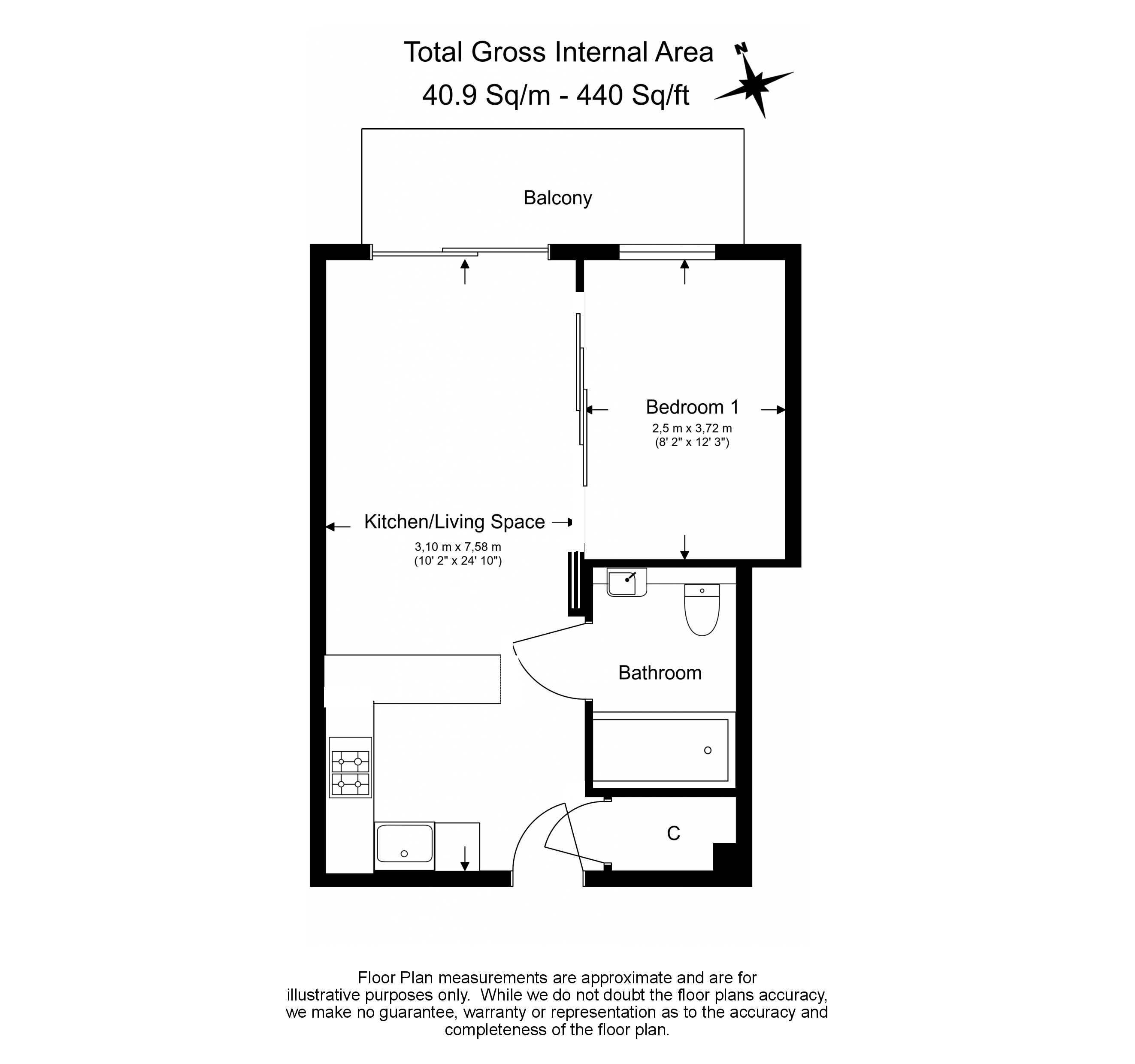 Studio apartments/flats to sale in Boulevard Drive, Beaufort Park, Colindale-Floorplan
