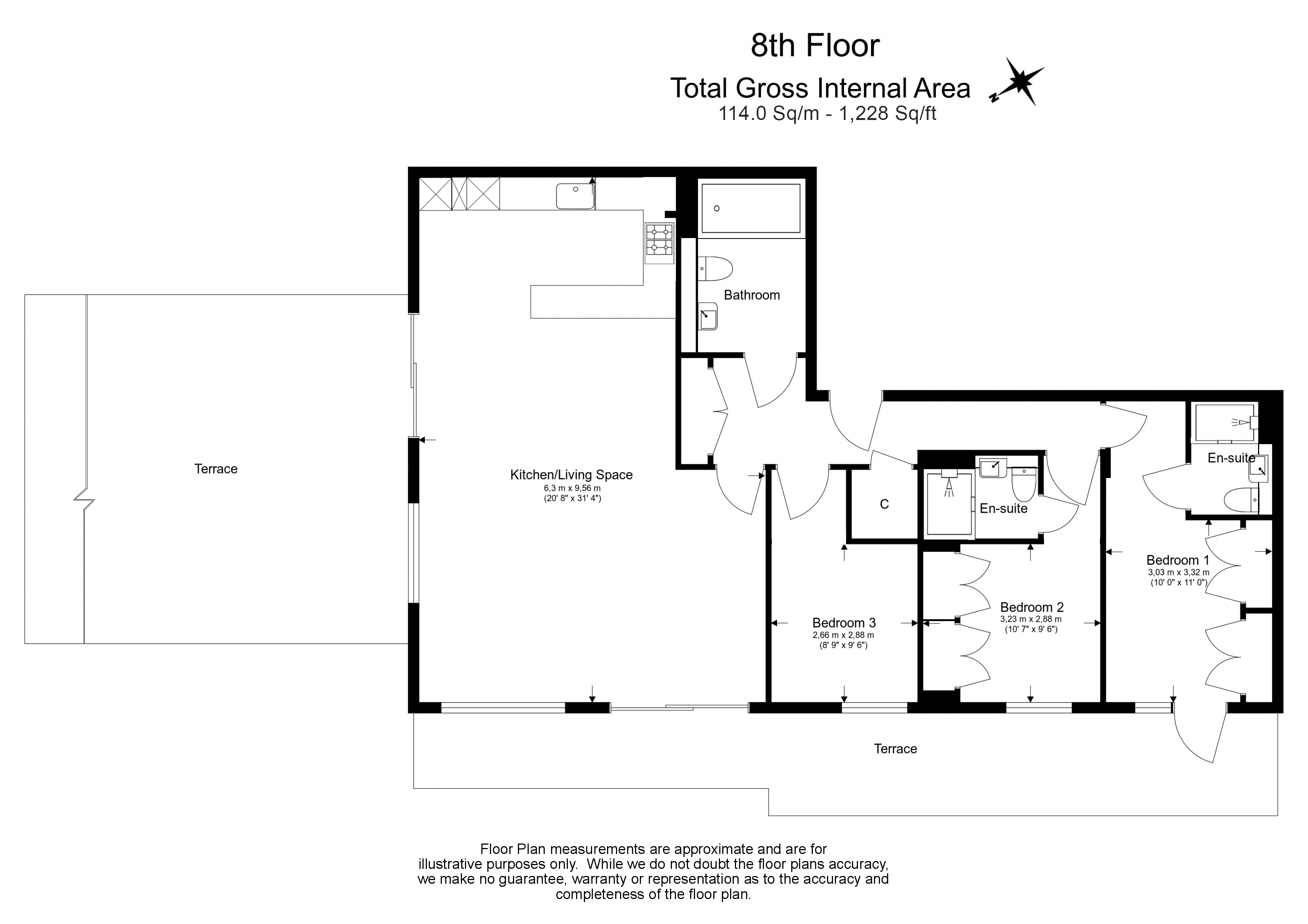 3 bedrooms apartments/flats to sale in Beaufort Square, Beaufort Park, Colindale-Floorplan
