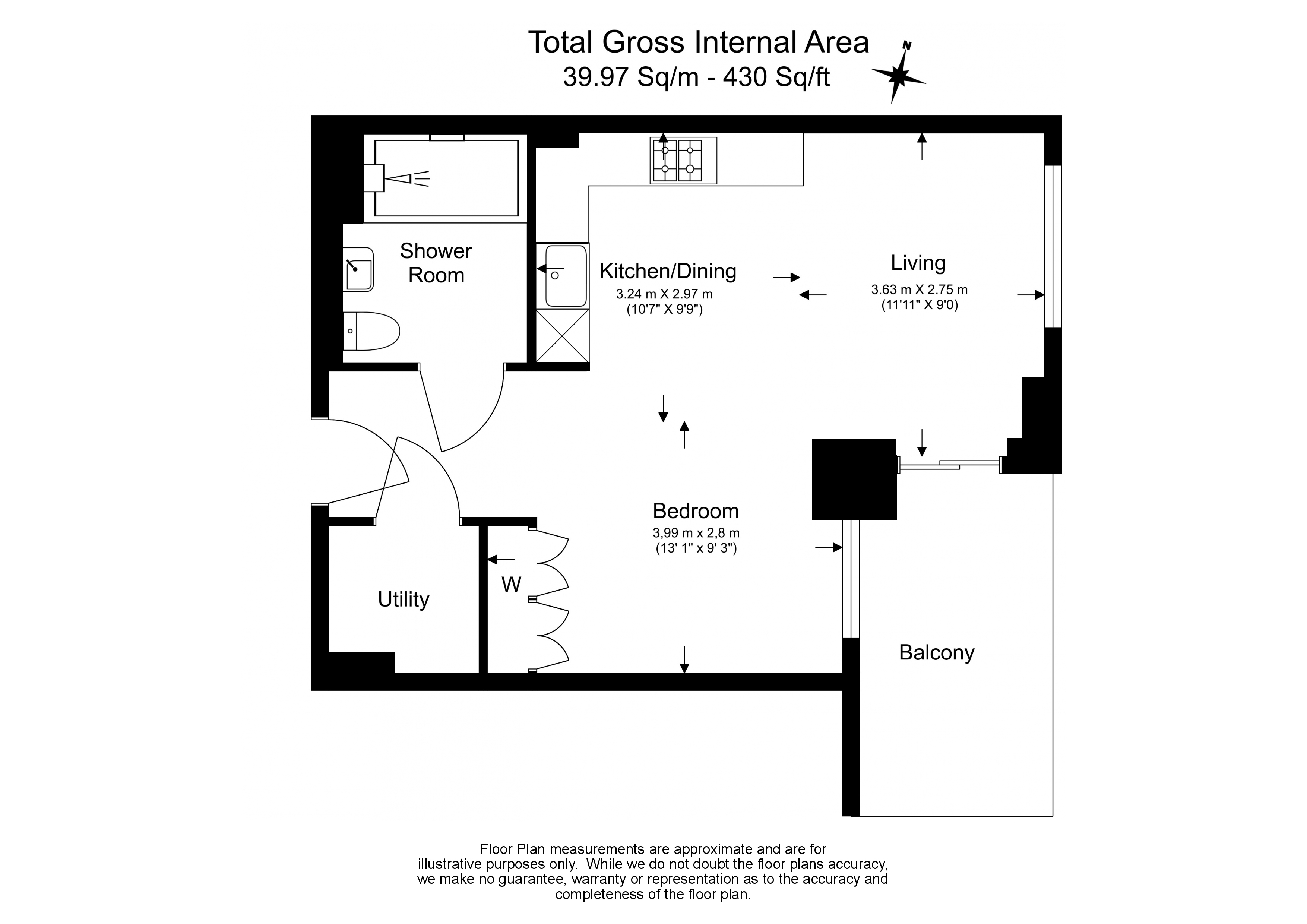 Studio apartments/flats to sale in The Oak, The Verdean, Acton-Floorplan