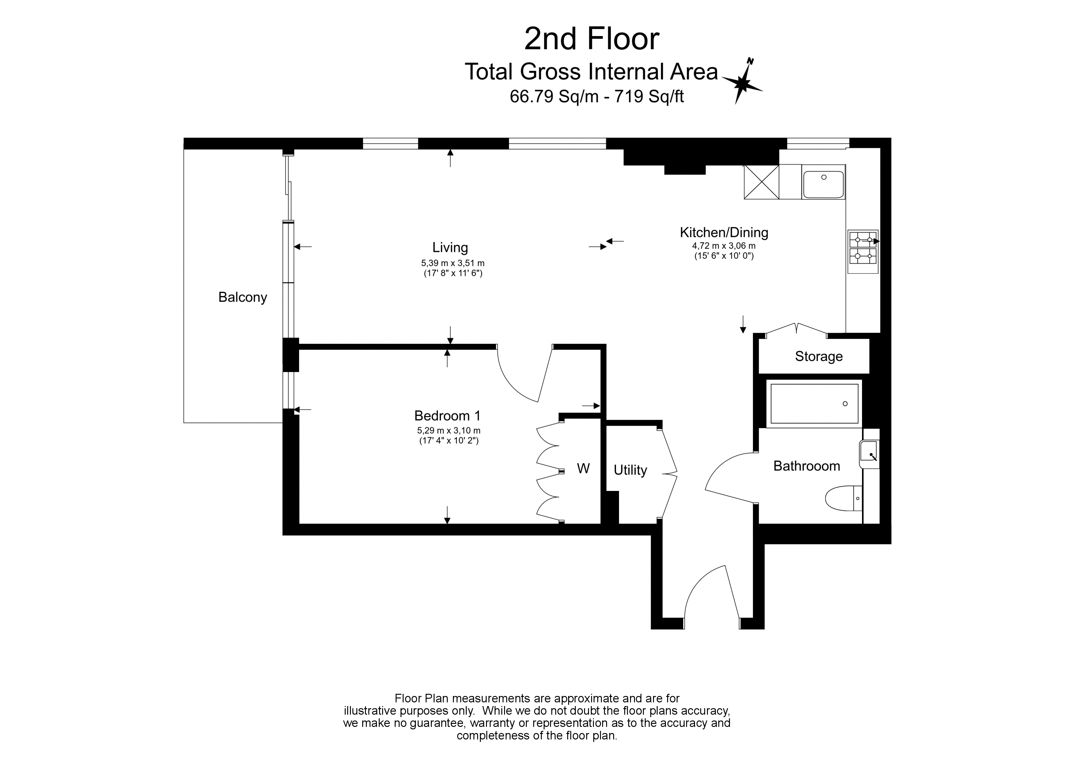 1 bedroom apartments/flats to sale in The Verdean, The Oak, Acton-Floorplan