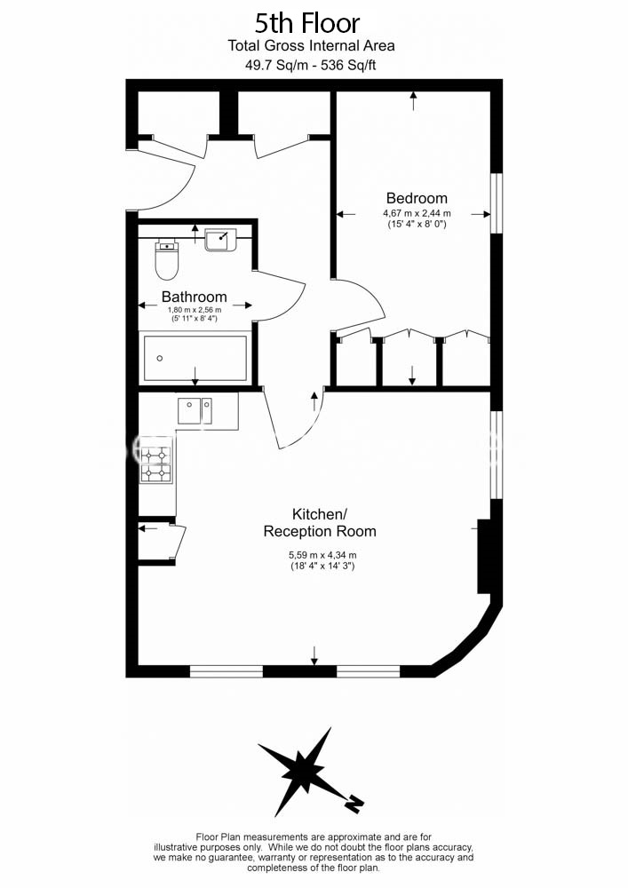 1 bedroom apartments/flats to sale in Holman Road, Battersea-Floorplan