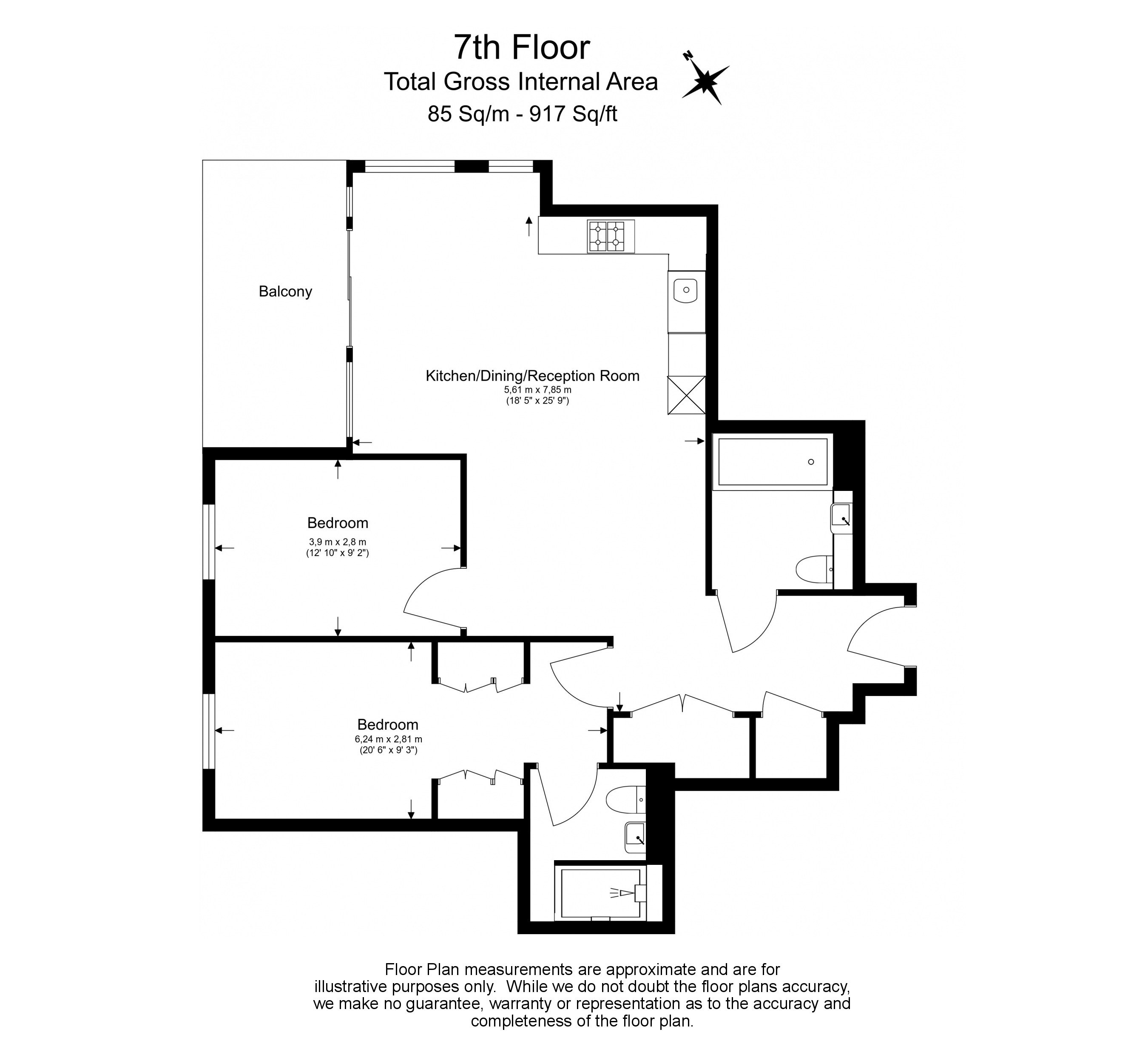 2 bedrooms apartments/flats to sale in Palmer Road, London-Floorplan