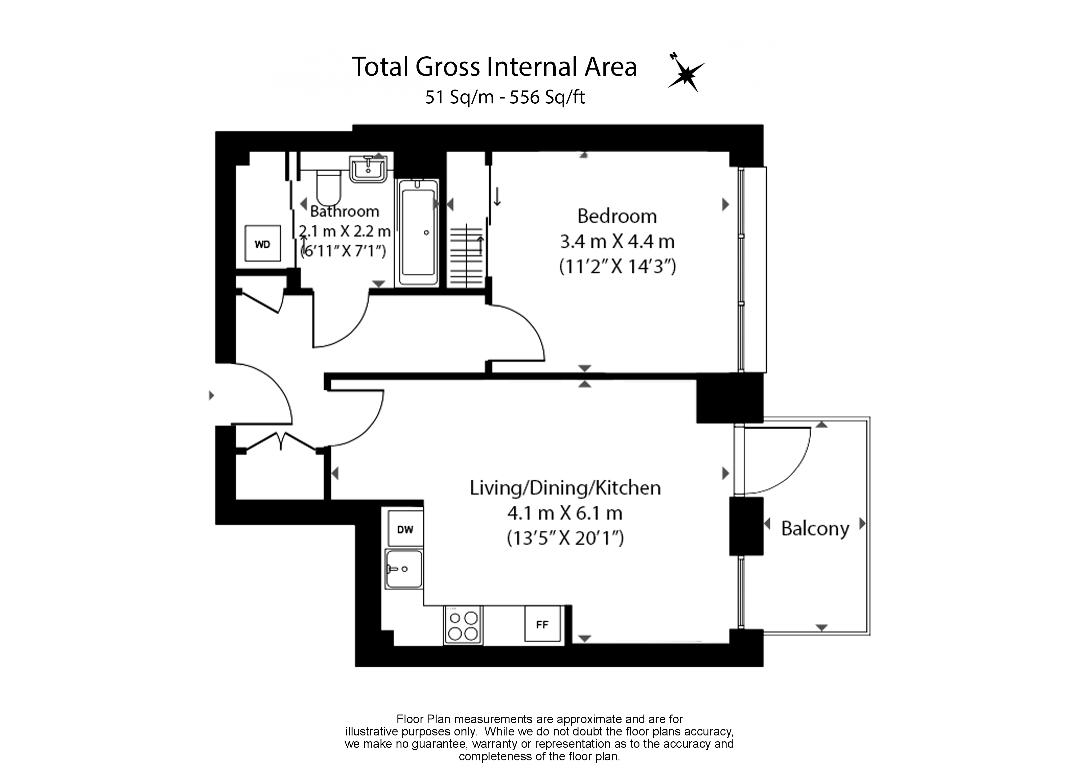 1 bedroom apartments/flats to sale in Whitebeam Way, Lewisham-Floorplan