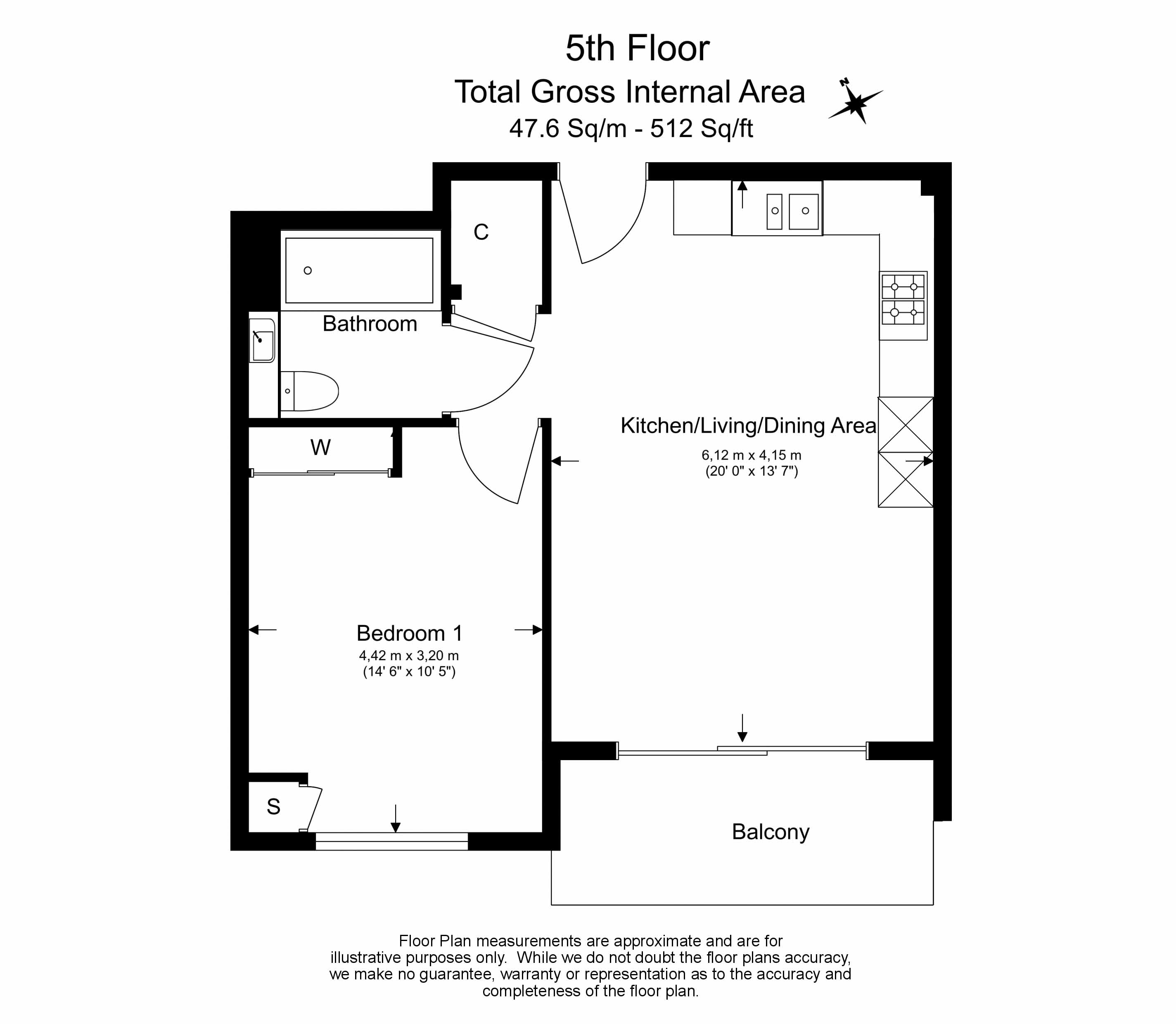 1 bedroom apartments/flats to sale in Abbey Road, Barking-Floorplan