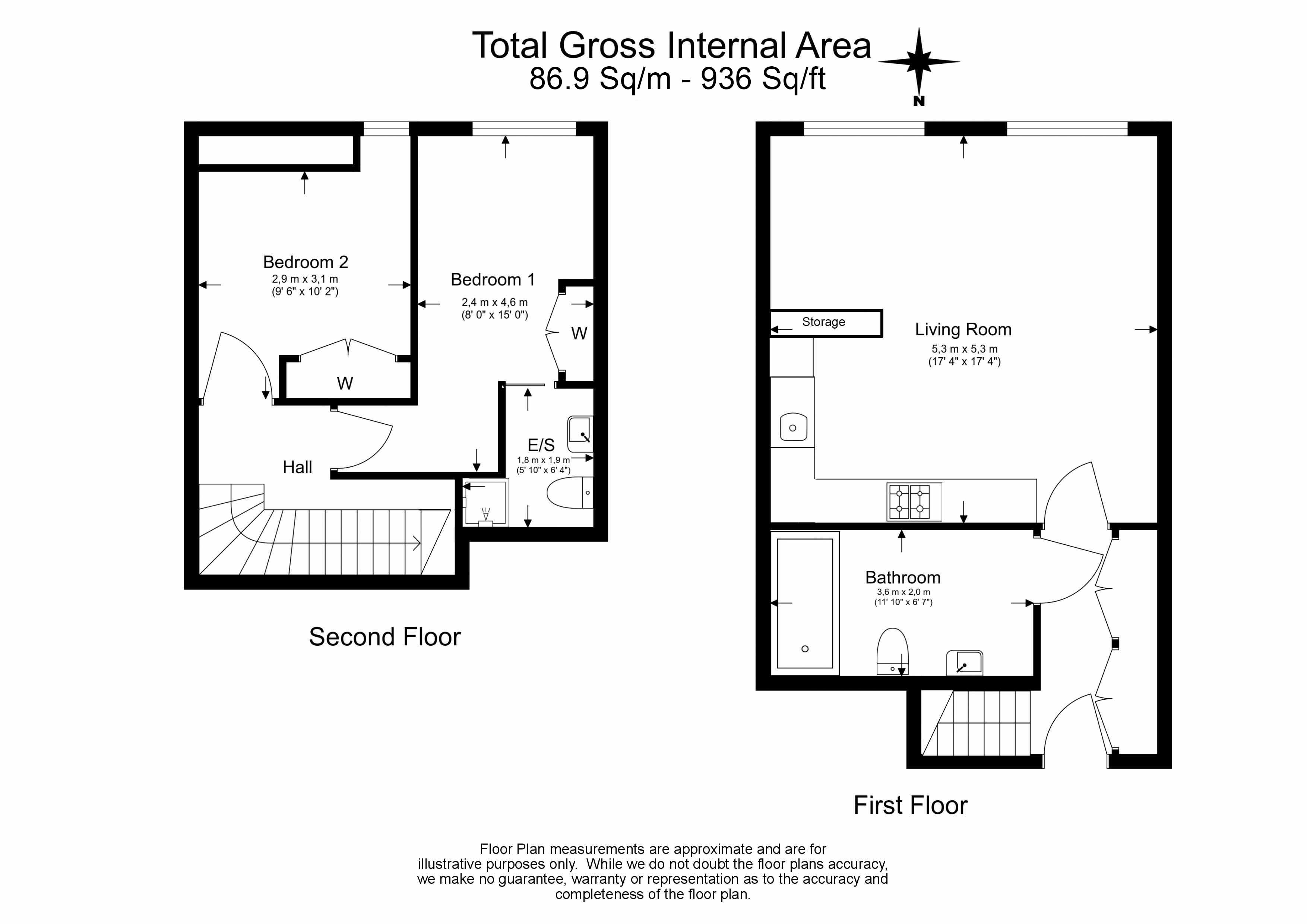 2 bedrooms apartments/flats to sale in Richmond Road, Hackney-Floorplan