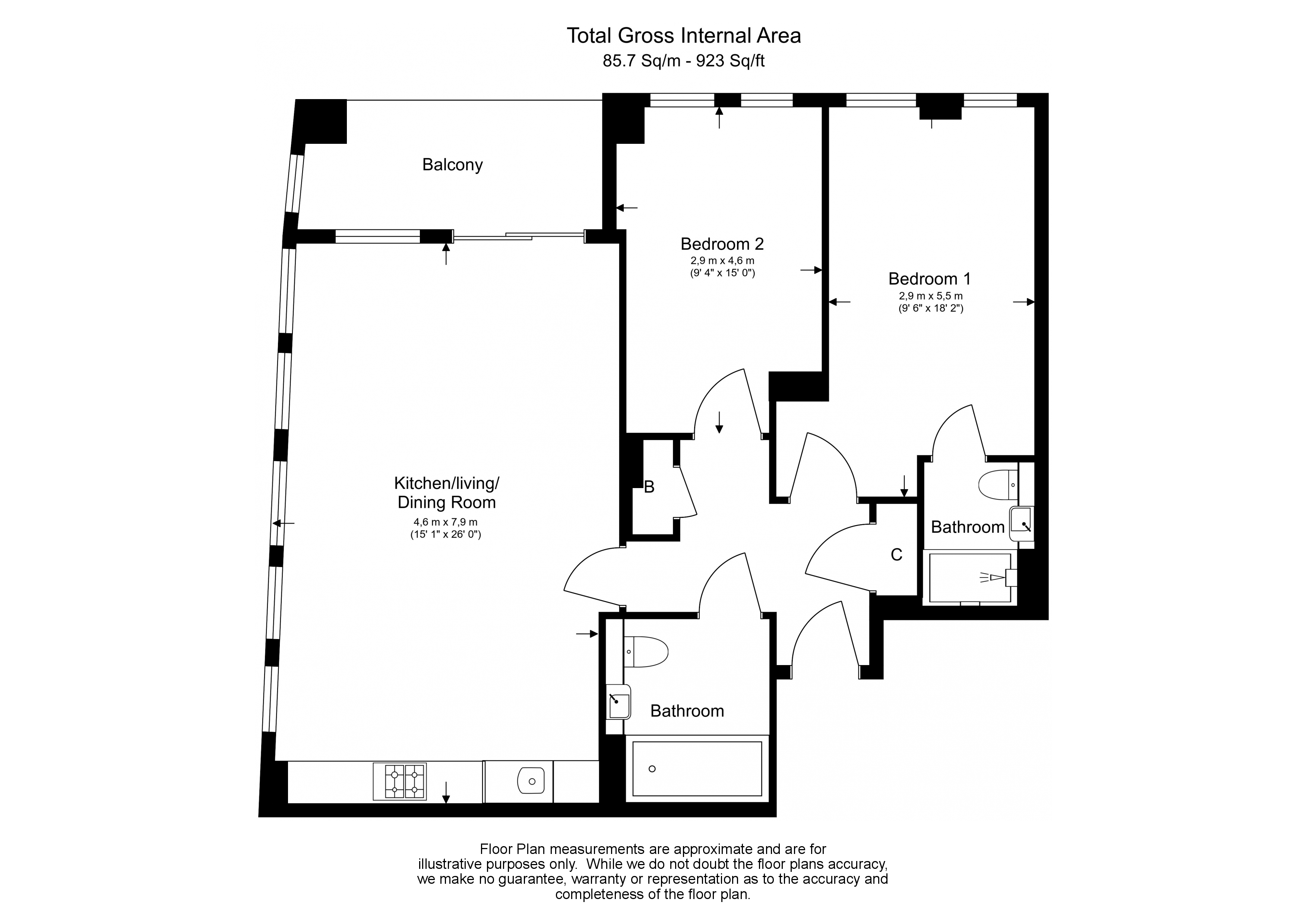 2 bedrooms apartments/flats to sale in Great Eastern Road, Stratford-Floorplan