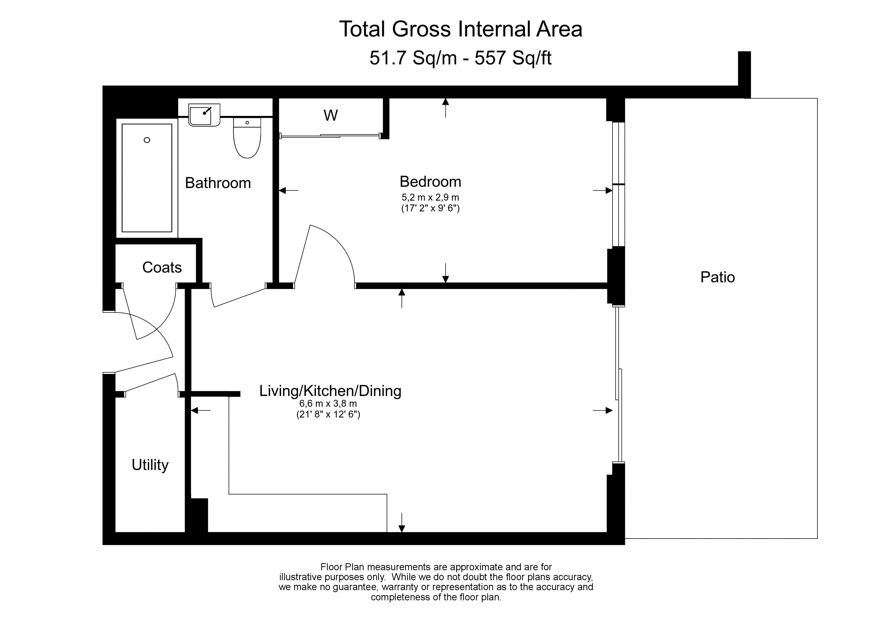 1 bedroom apartments/flats to sale in Block E Phase V, Kidbrook Village-Floorplan