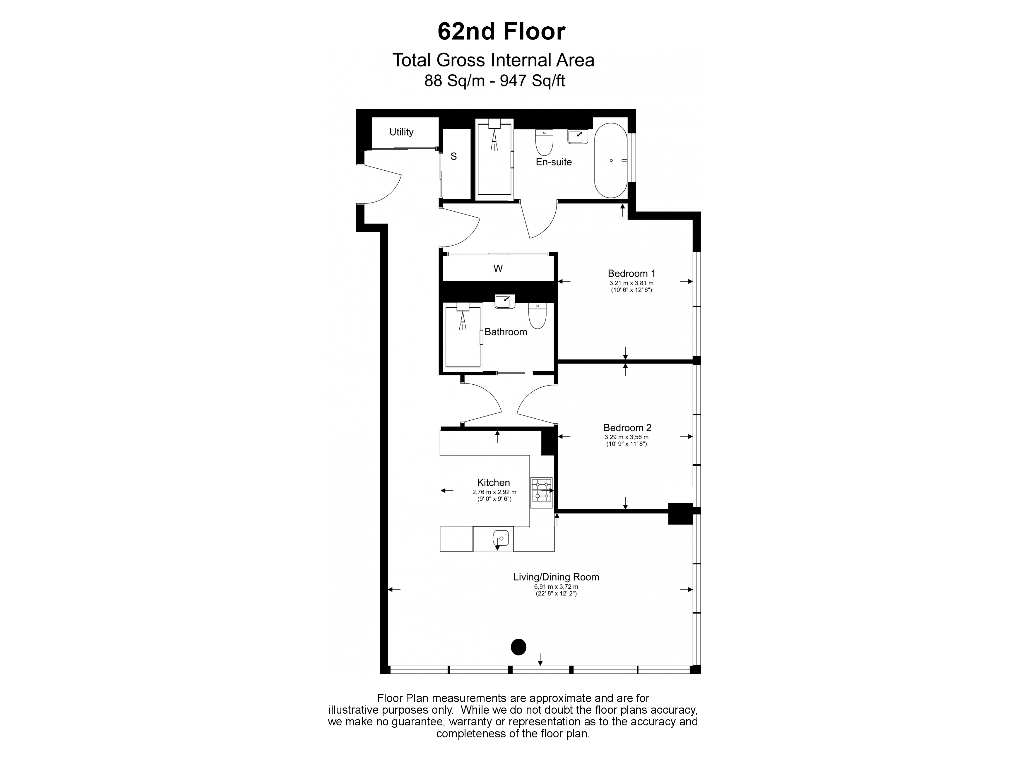 2 bedrooms to sale in Marsh Wall, Canary Wharf-Floorplan