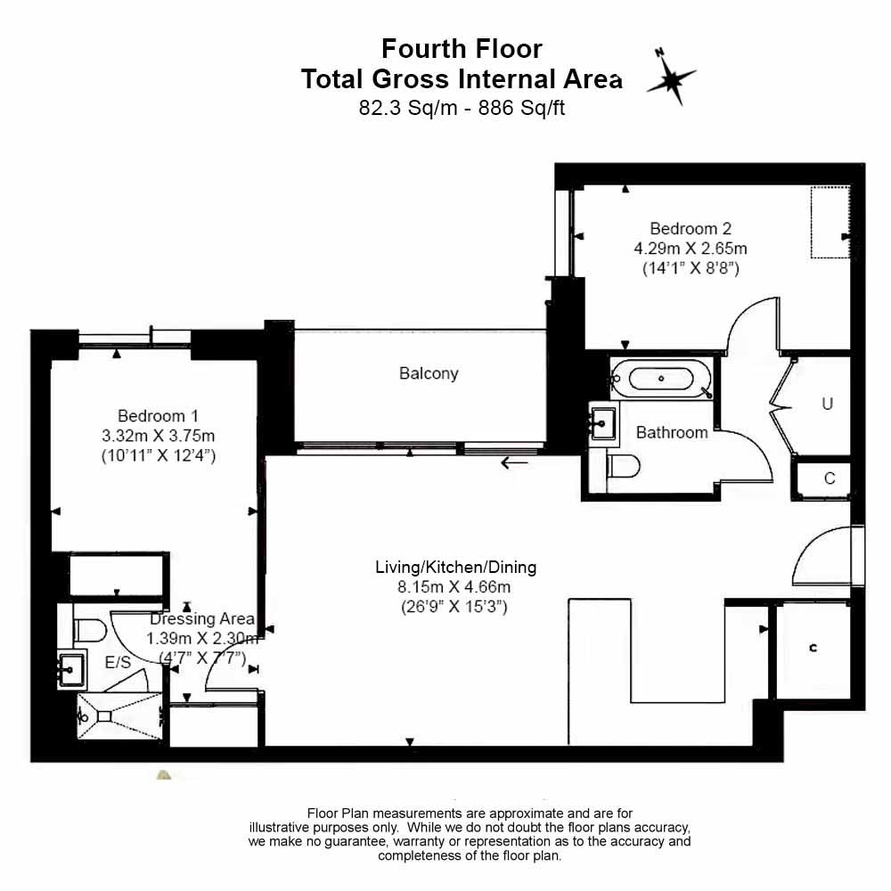 2 bedrooms apartments/flats to sale in Sands End Lane, Fulham-Floorplan