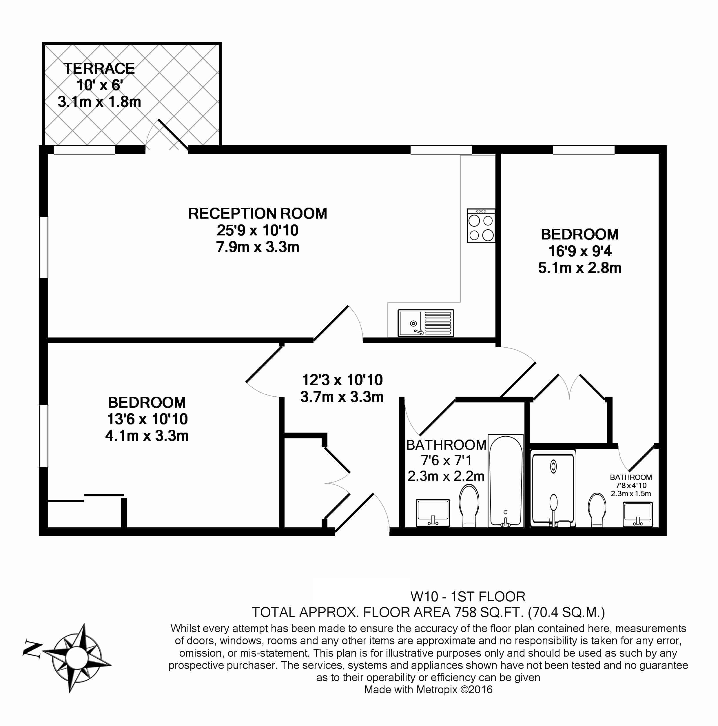 2 bedrooms apartments/flats to sale in West Row, North Kensington-Floorplan