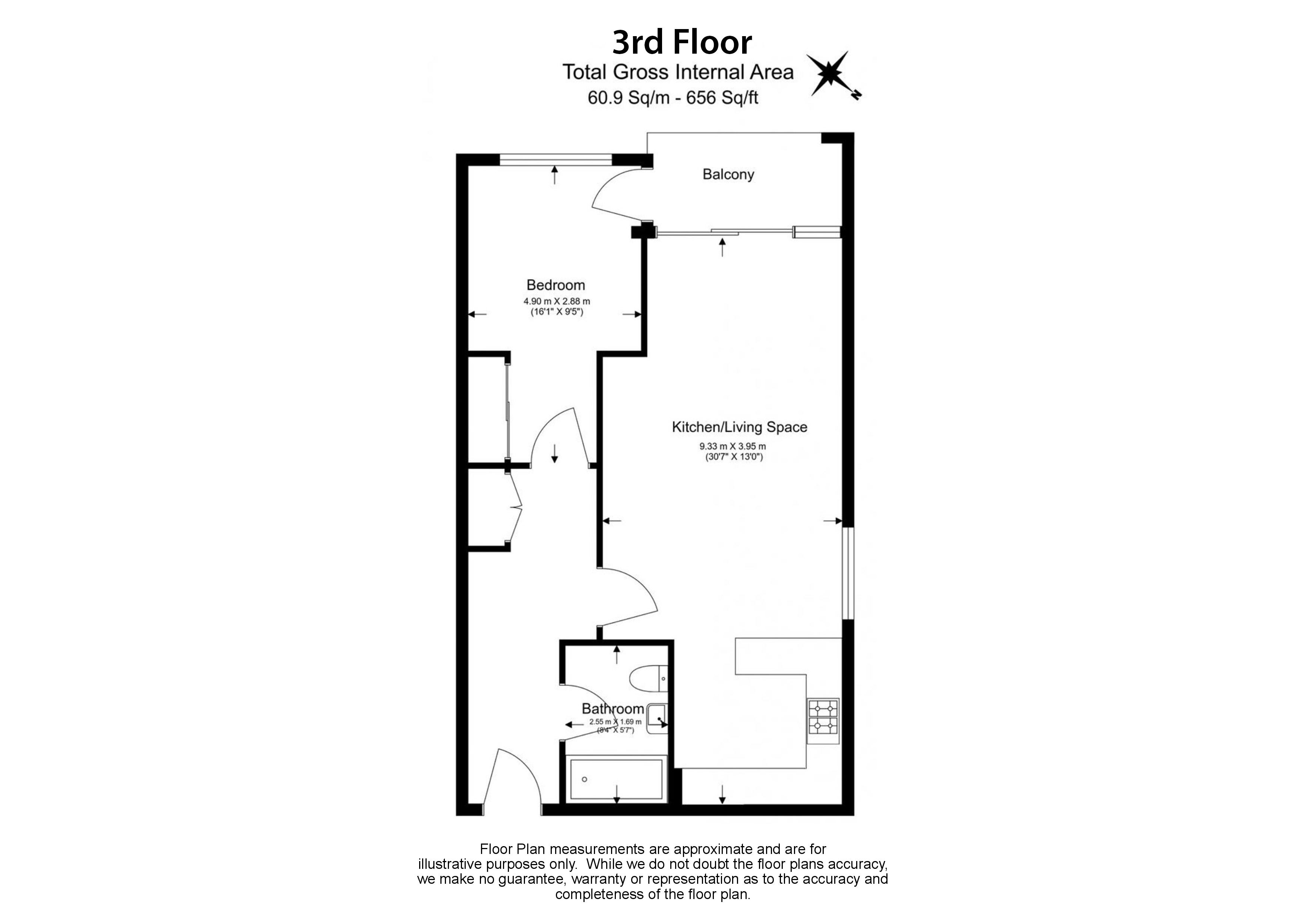 1 bedroom apartments/flats to sale in Thurstan Street, Imperial Wharf-Floorplan