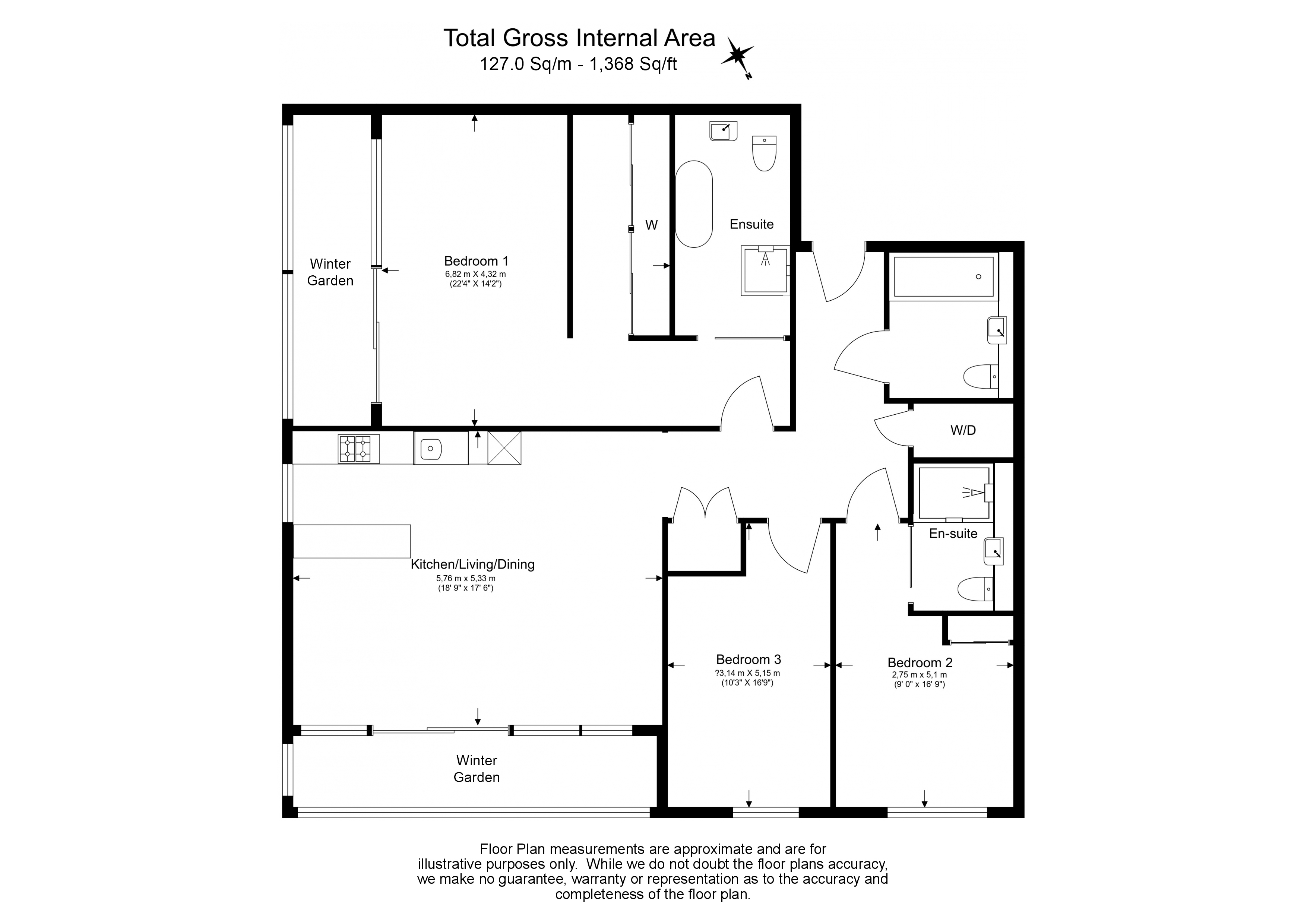 3 bedrooms apartments/flats to sale in Vauxhall Walk, Vauxhall-Floorplan