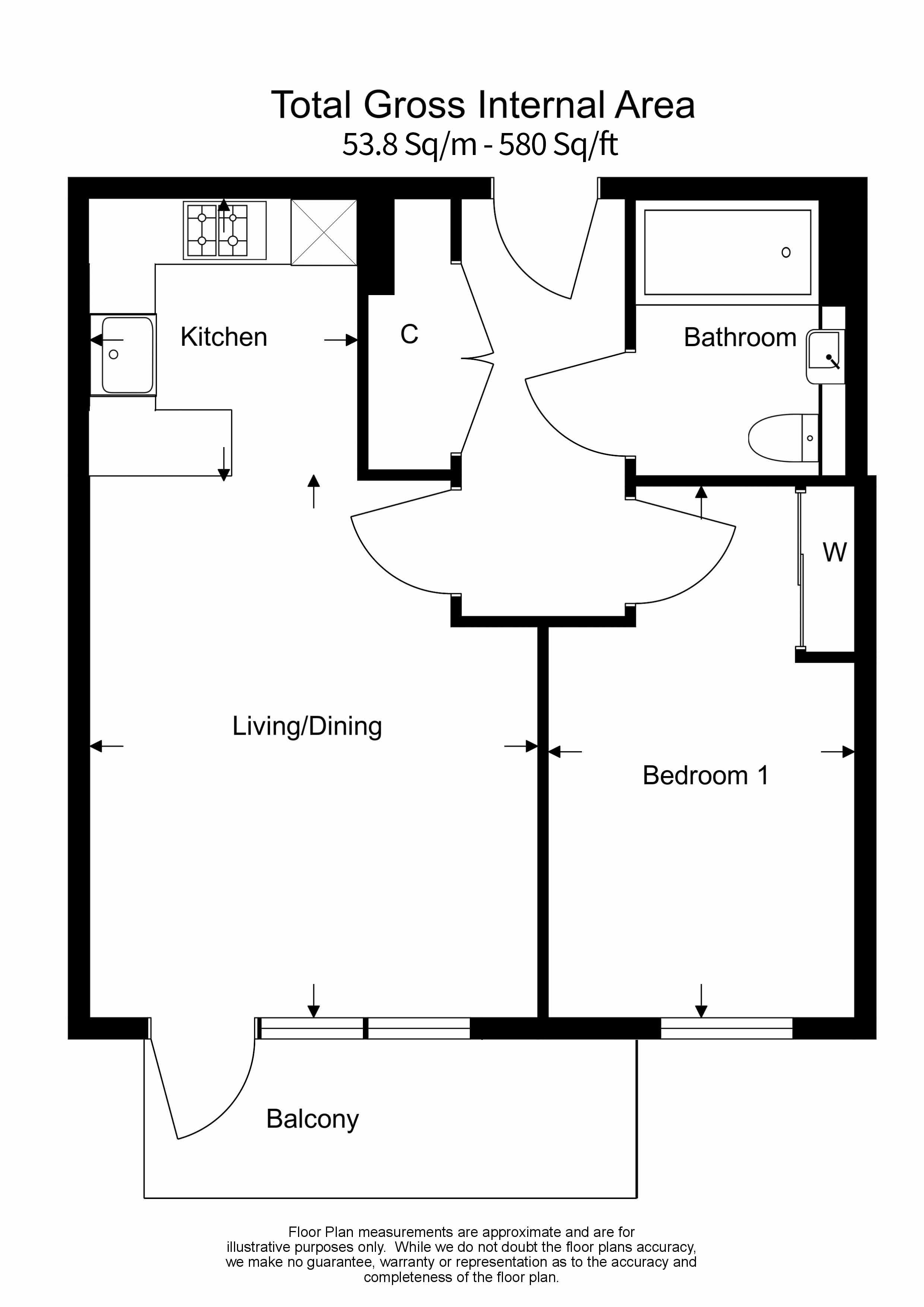 1 bedroom apartments/flats to sale in Sovereign Court, Hammersmith-Floorplan