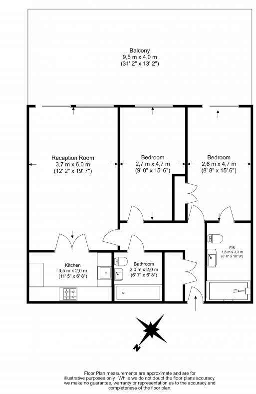 2 bedrooms apartments/flats to sale in Chelsea Vista, The Boulevard, Imperial Wharf-Floorplan