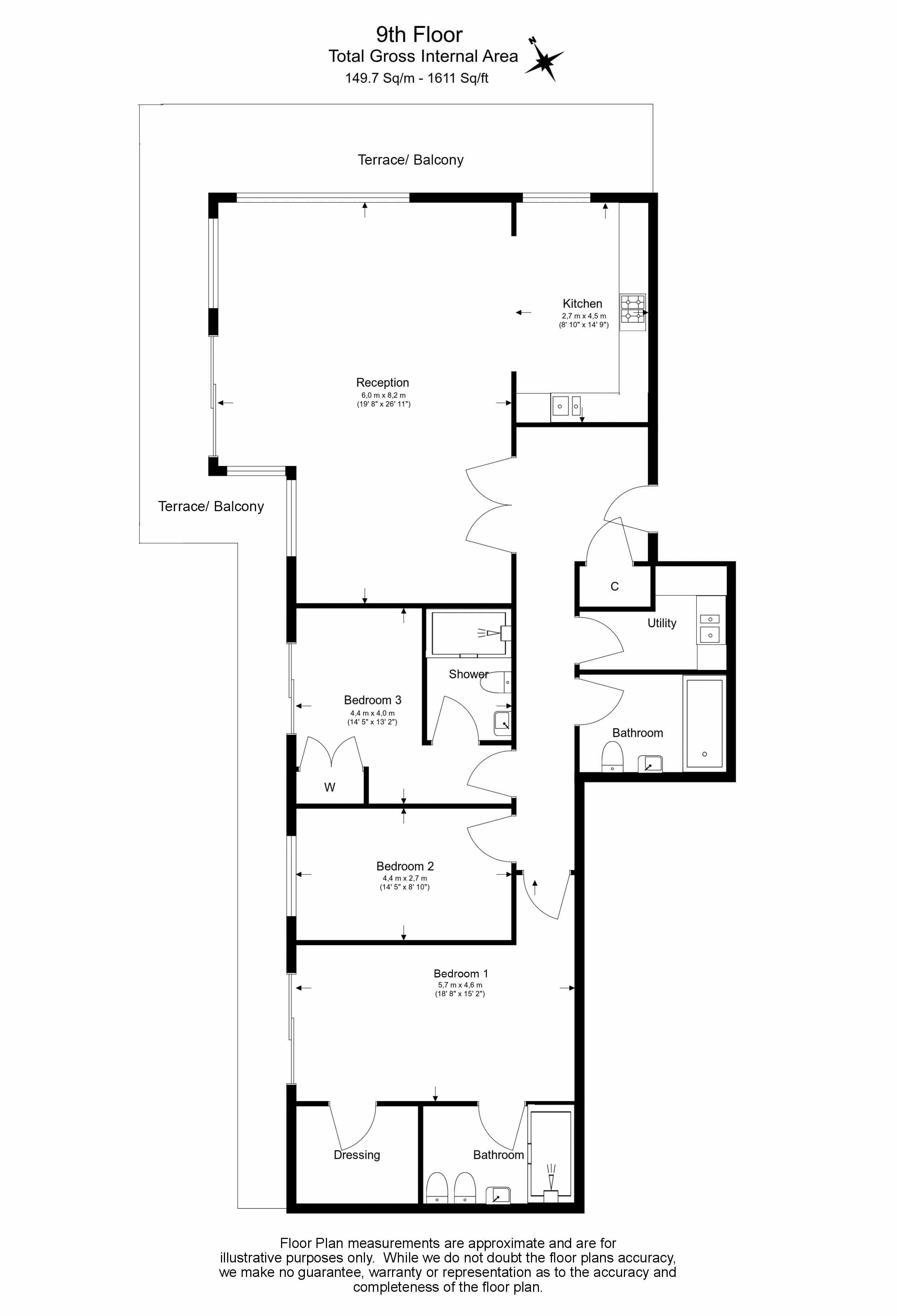 3 bedrooms apartments/flats to sale in The Boulevard-Floorplan