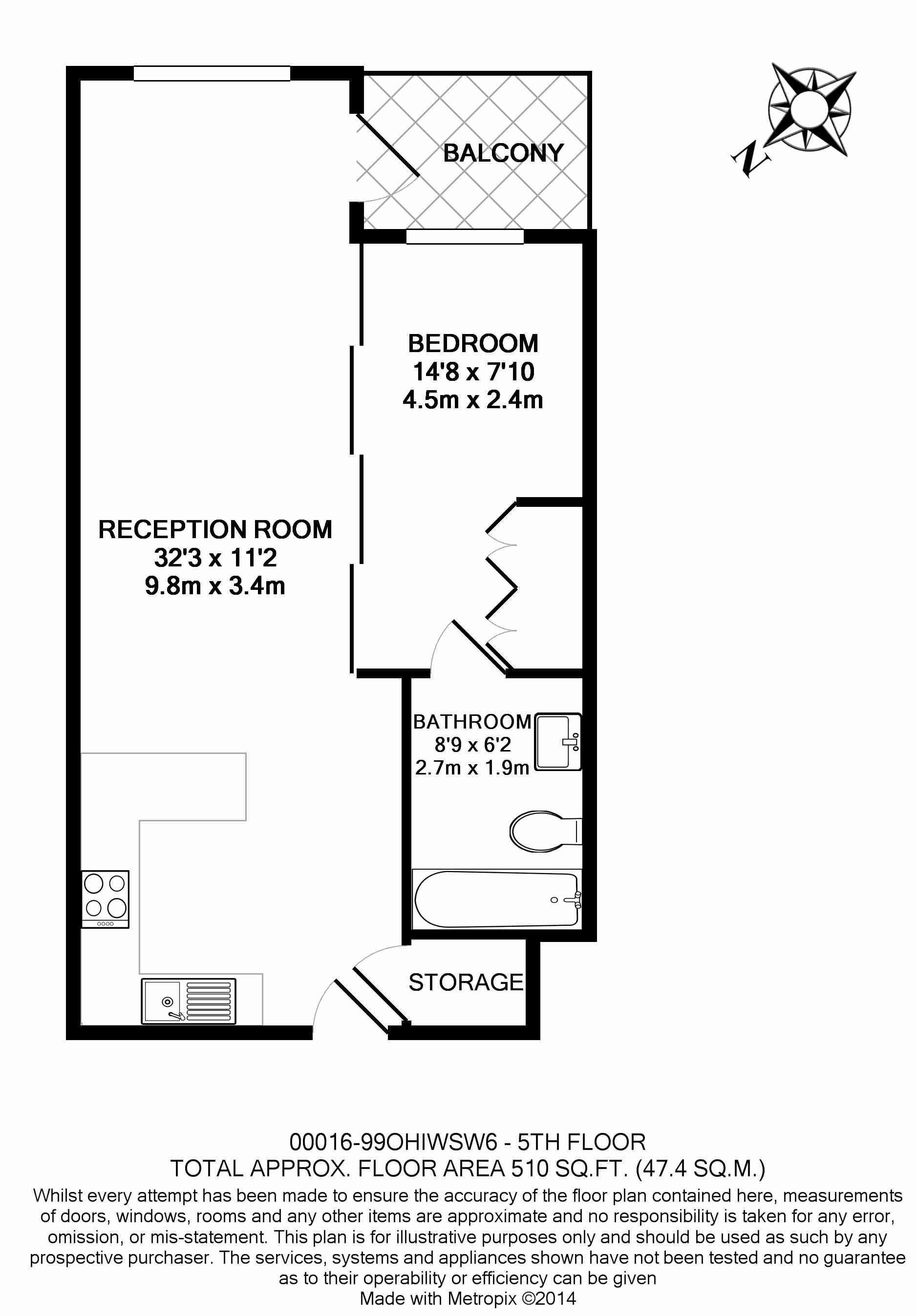 1 bedroom apartments/flats to sale in Imperial Wharf, Fulham-Floorplan