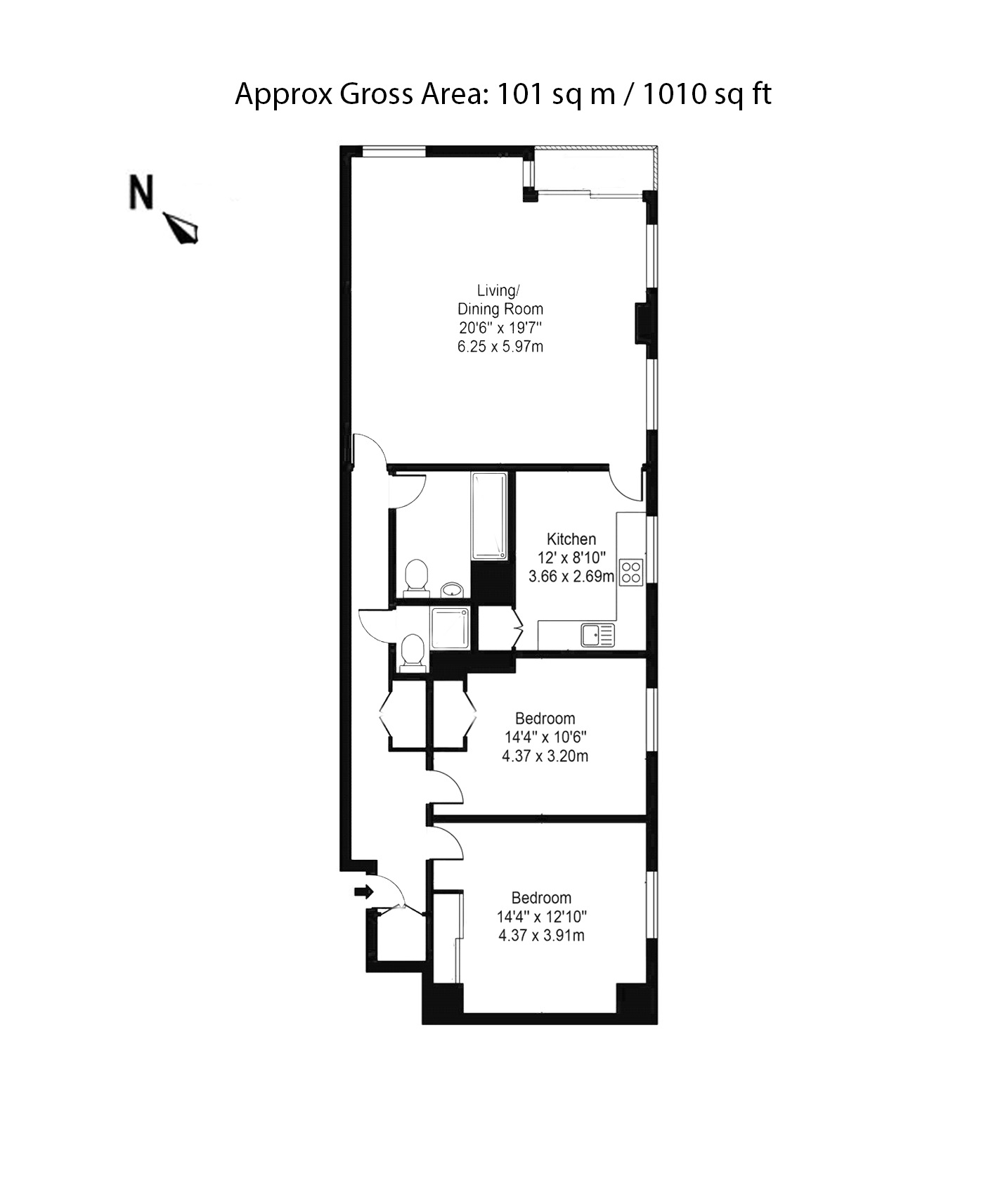 2 bedrooms to sale in The Water Gardens, Paddington-Floorplan