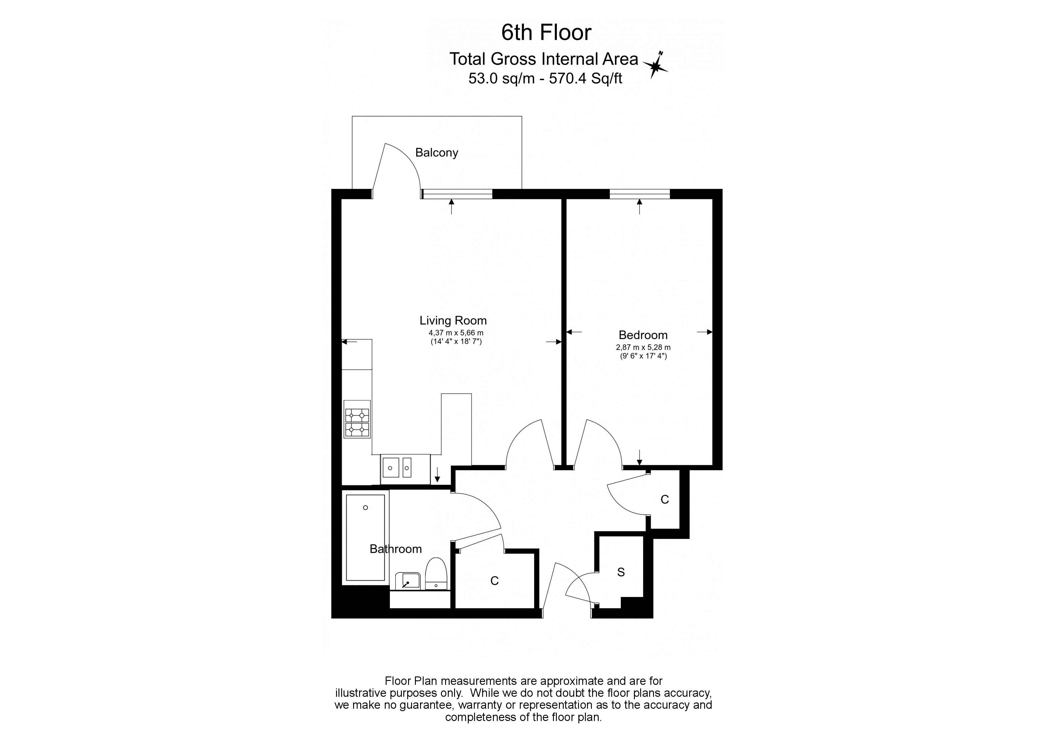 1 bedroom apartments/flats to sale in Brumwell Avenue, Woolwich-Floorplan